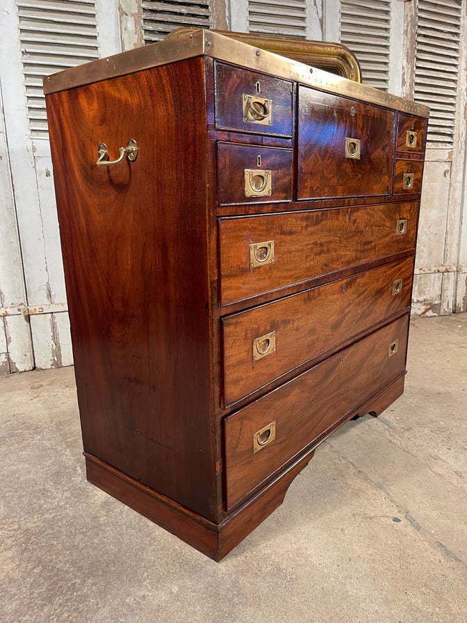 photo buy An Exceptional Georgian Gentleman’s Flame Mahogany Campaign Secretaire Chest Of Drawers Circa 1830