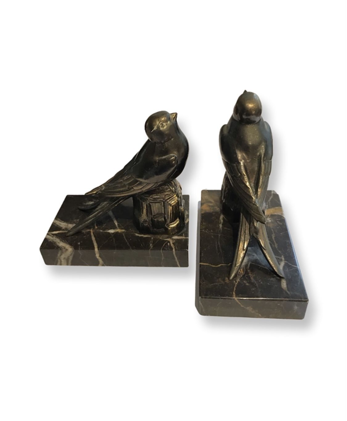 Beautiful Pair Of Art Deco Book Ends, Swallows photo furniture