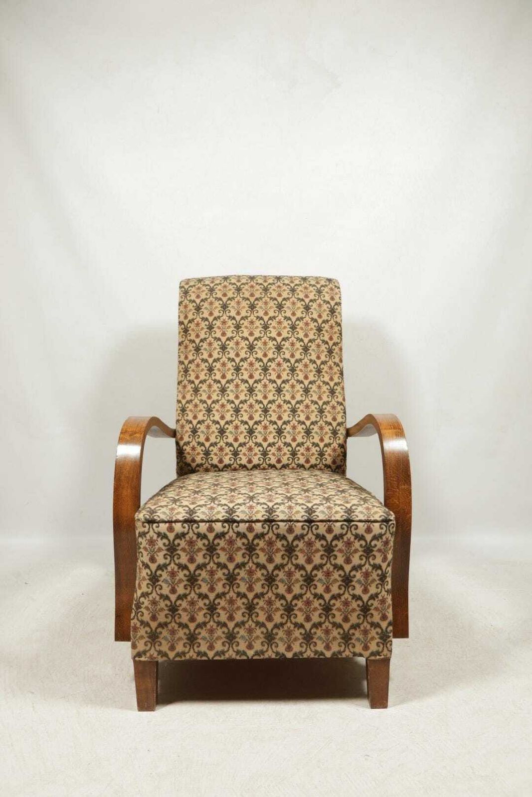 Art Deco Armchair Old Jacquard Flowers Rug Nahal Circa 1940 Boho Style
