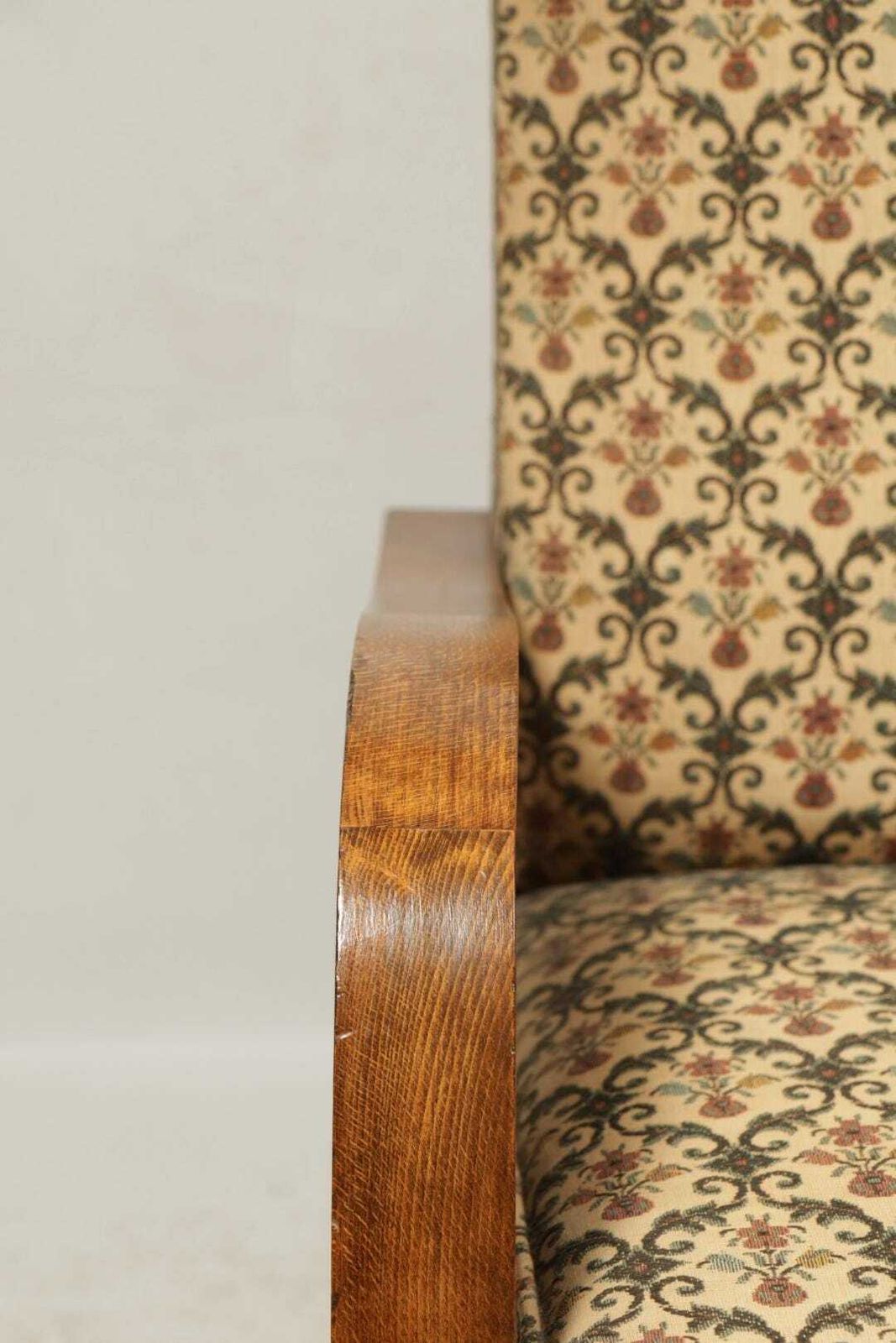Art Deco Armchair Old Jacquard Flowers Rug Nahal Circa 1940 Boho Style photo furniture