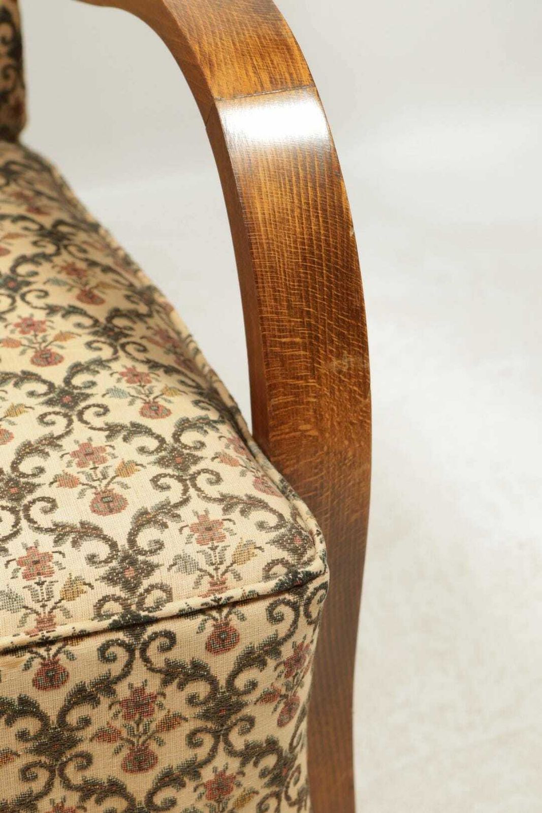 Art Deco Armchair Old Jacquard Flowers Rug Nahal Circa 1940 Boho Style photo buy
