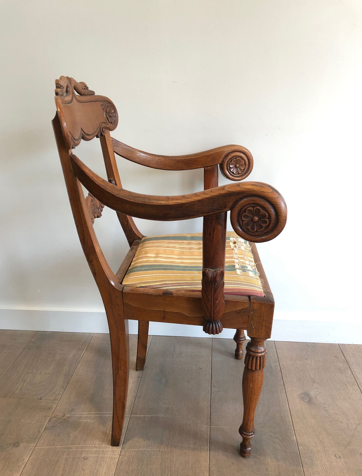 English Regency Mahogany Desk Chair With Swan Neck Decor photo vintage