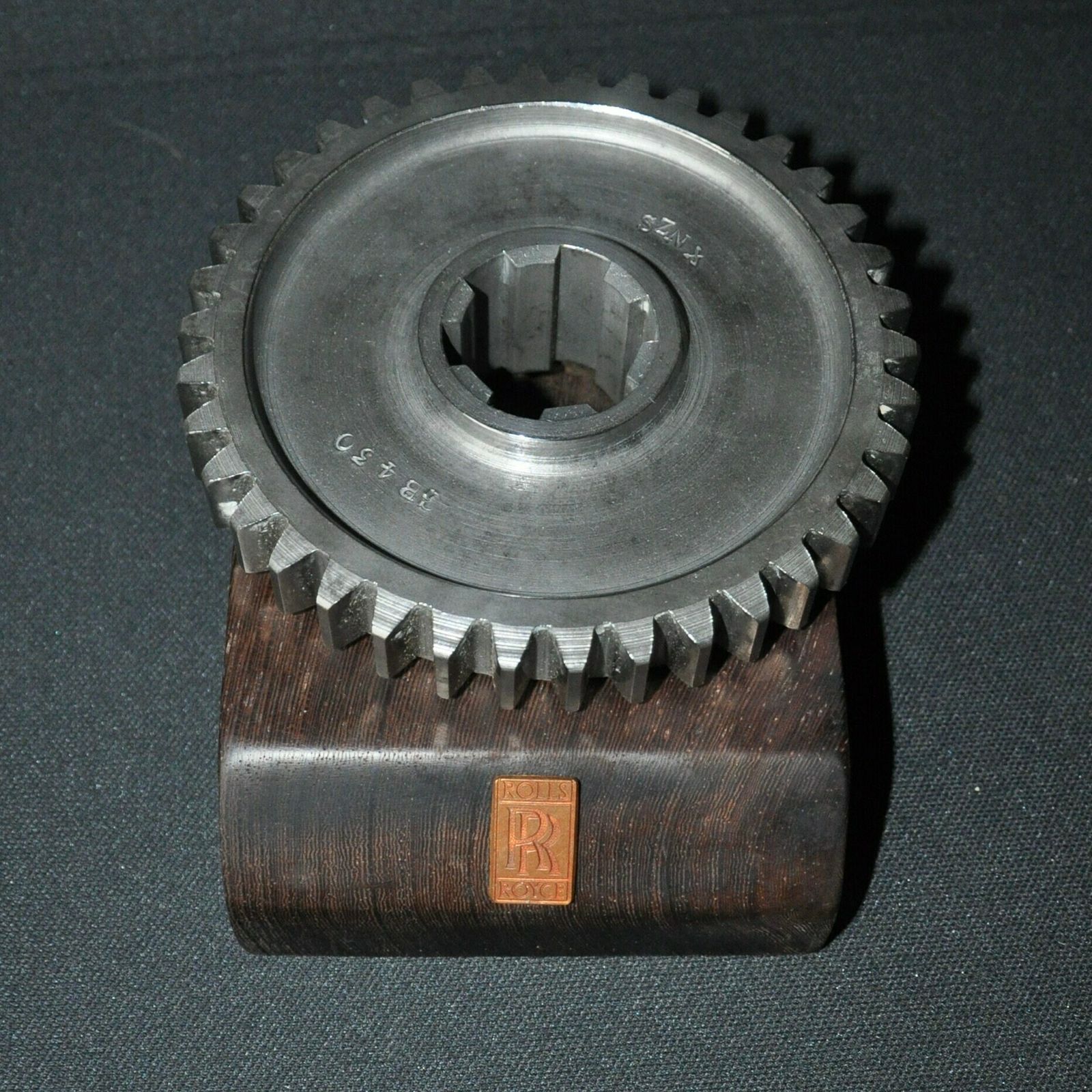 Rolls Royce Car Engine Gear On Hard Wood Base photo Home Decor