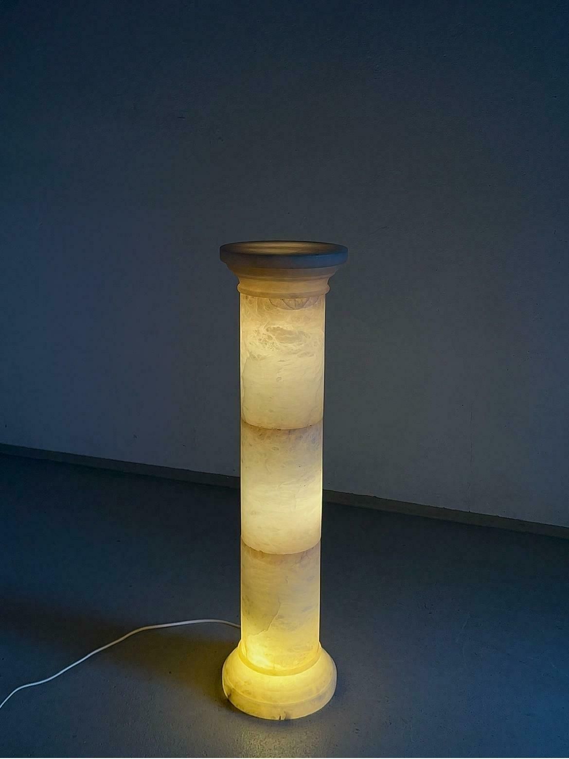 Alabaster Column Pedestal Floor Lamp | Italy | 1980s photo furniture