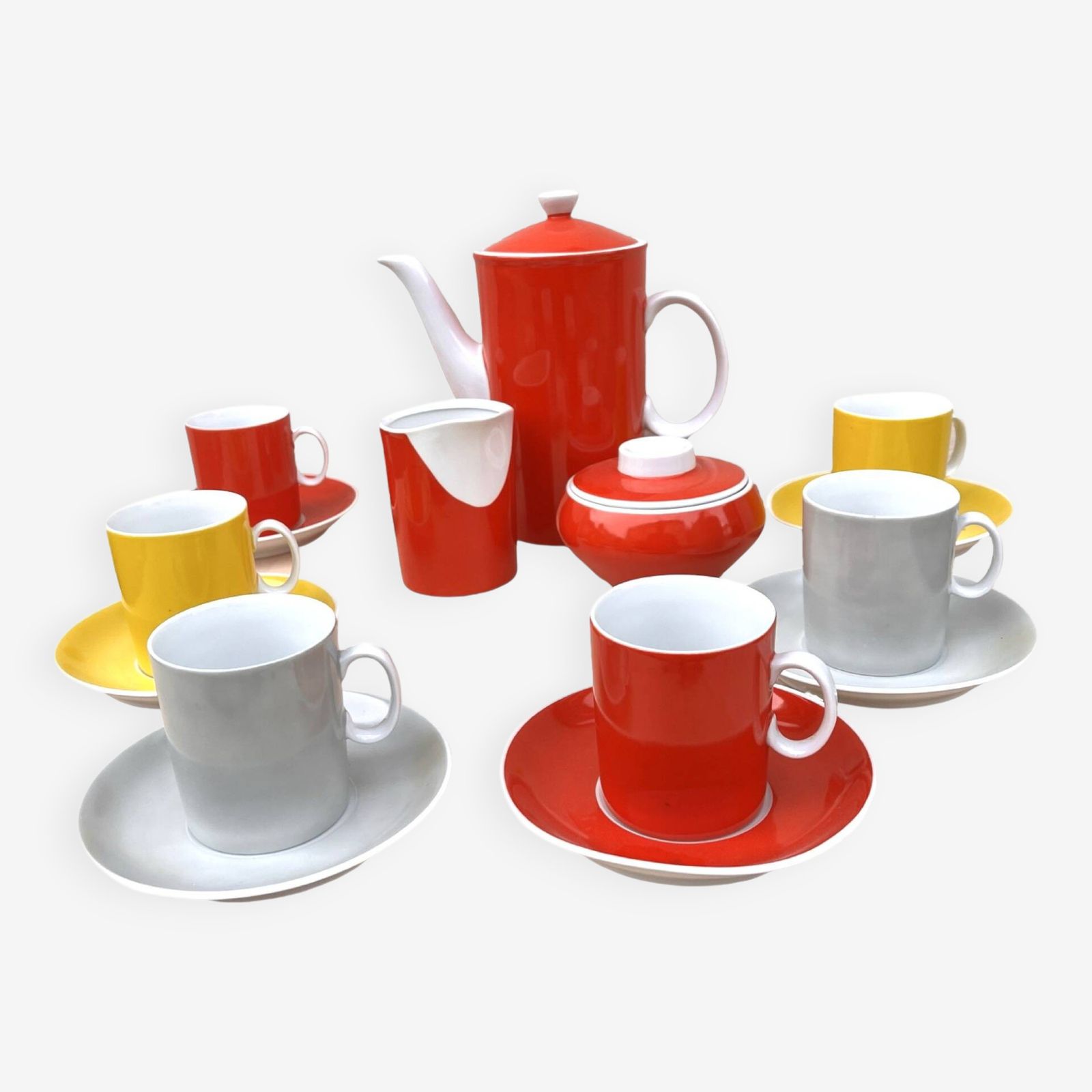 Coffee Service For 6 People, Milo Designed By A. Sadulski, Karolina Table Porcelain Plant,