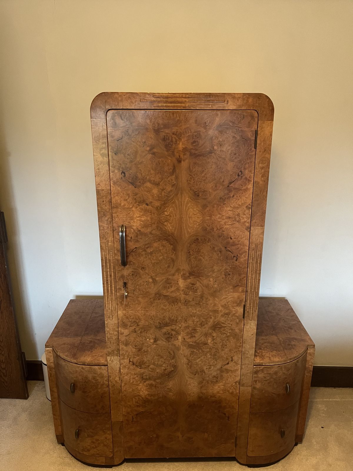 Art Deco Walnut Tallboy Wardrobe