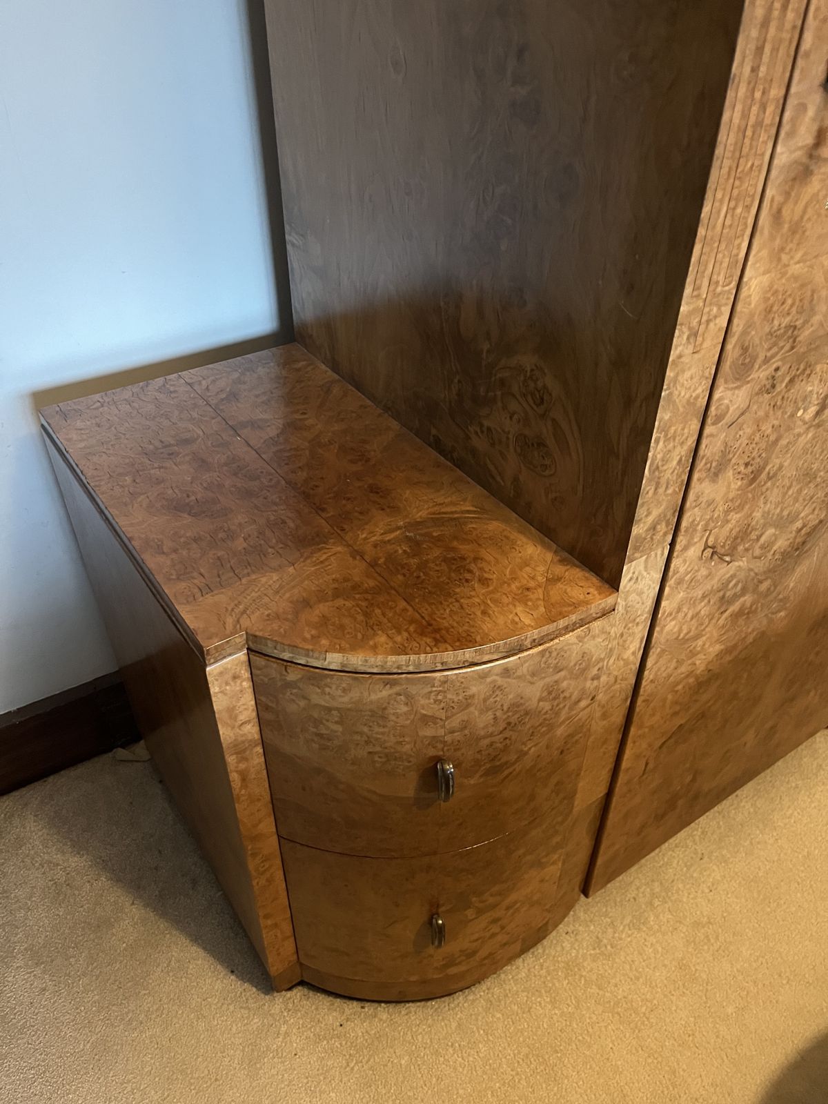 Art Deco Walnut Tallboy Wardrobe photo Furniture