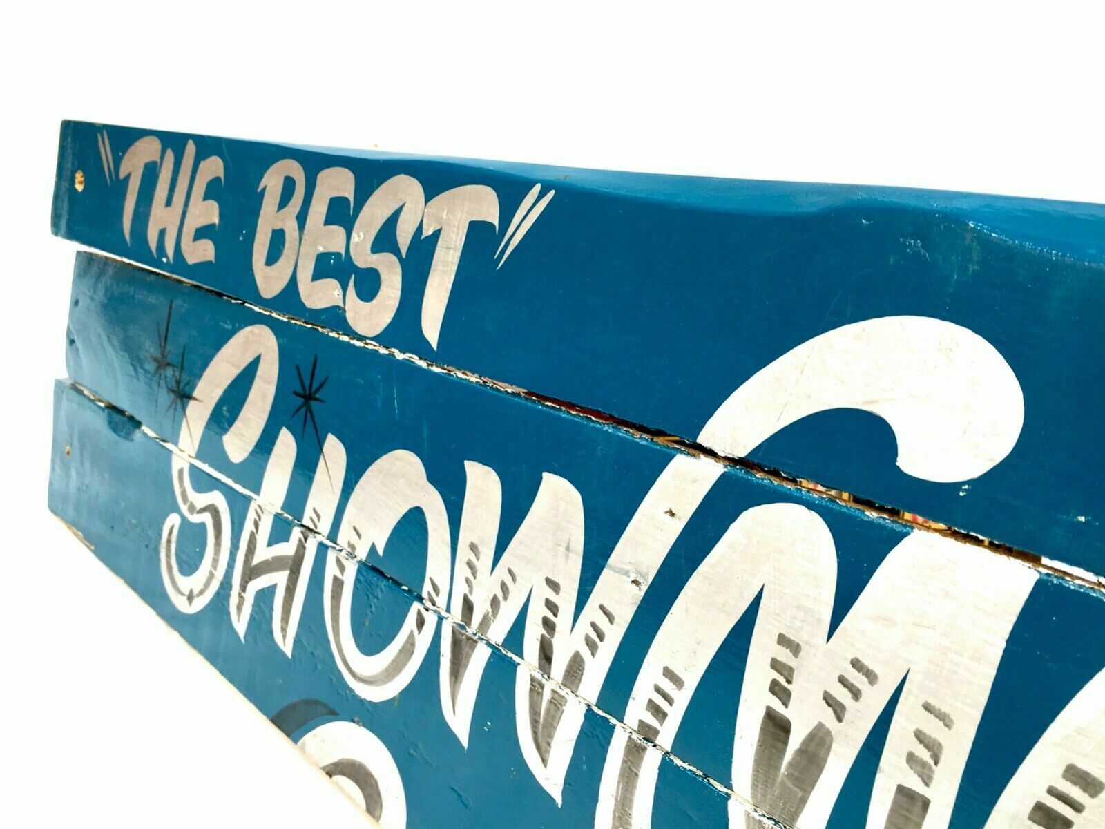 Vintage Large Wall Hanging Fairground Sign The Best Showman's / Paint On Board photo Home Decor