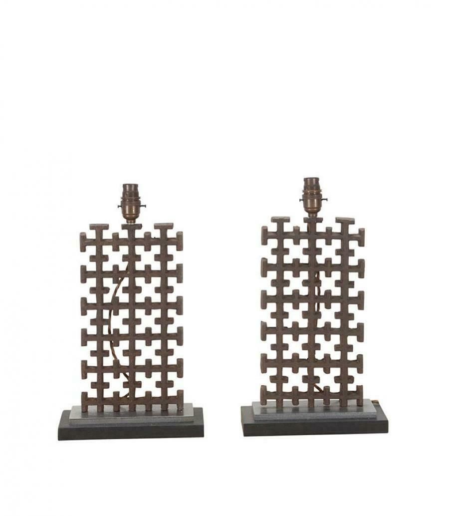 Pair Of 19th Century Lamps Converted From Metal Fragments