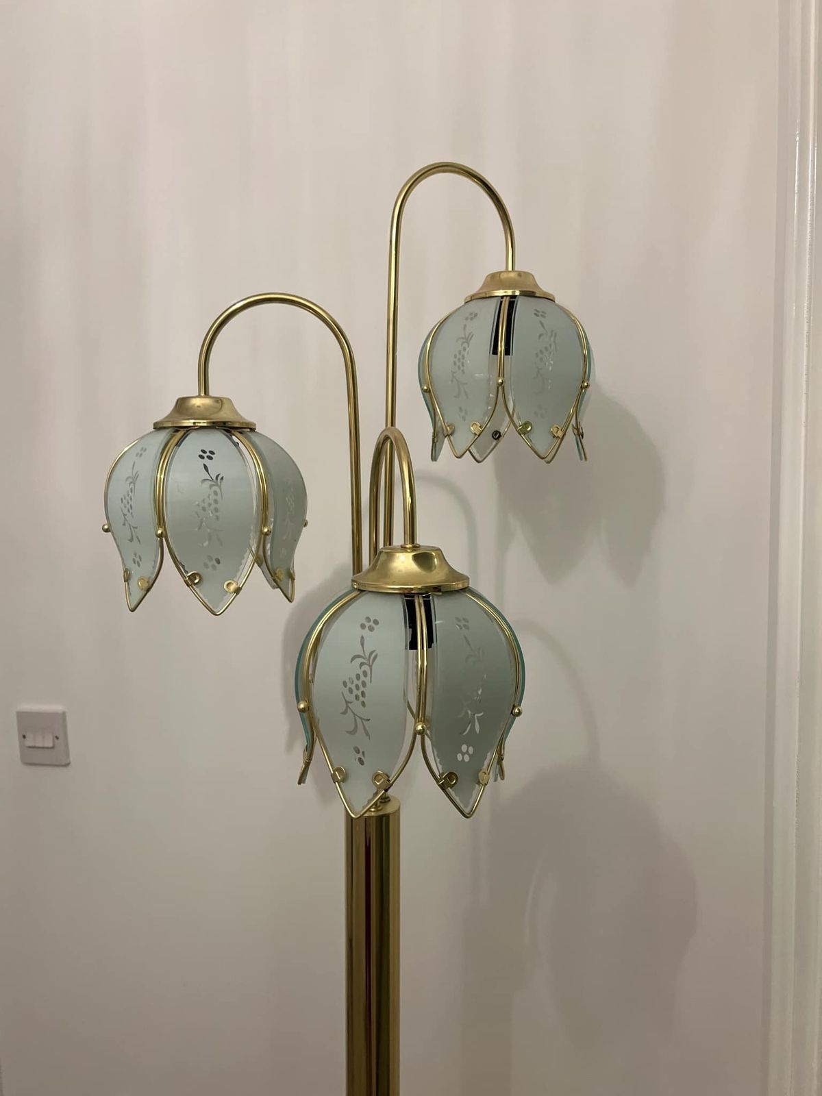 Middle Century Tulip Flower Floor Lamp , Hollywood Regency Brass Standart Lamp photo buy