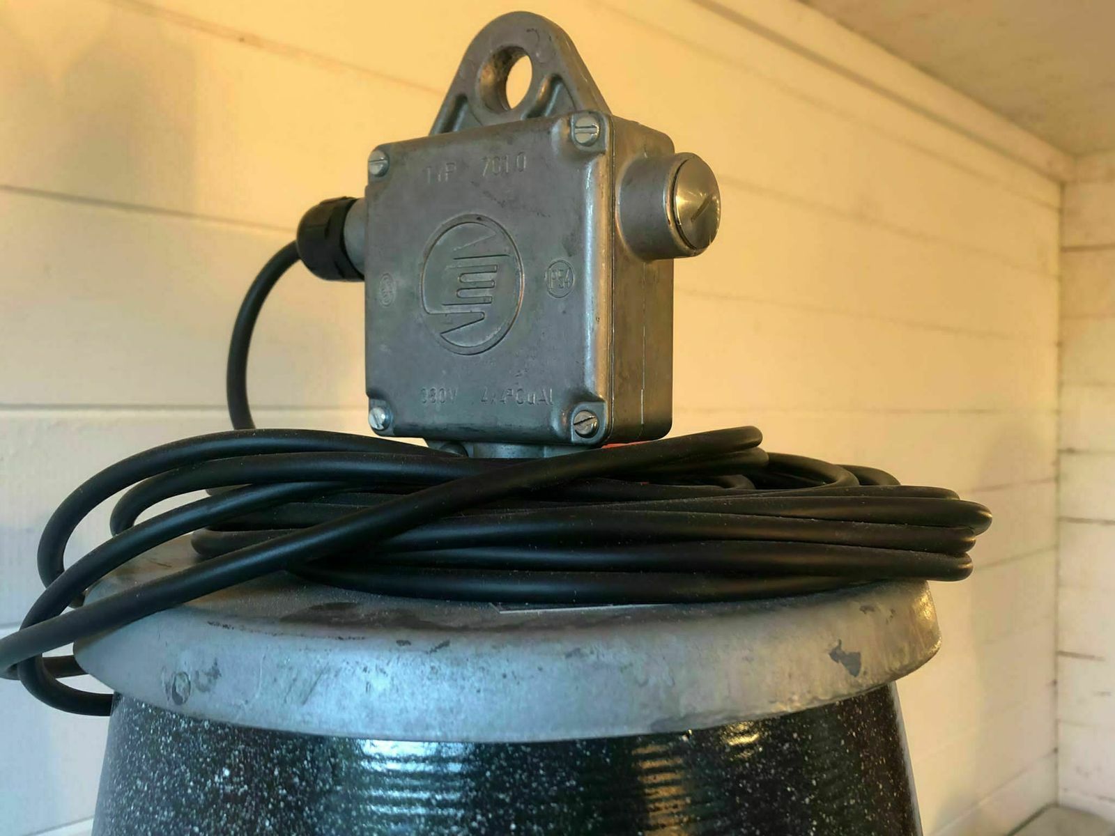 Large Industrial Communist Era Czech Original Enamel Factory Light photo for sale