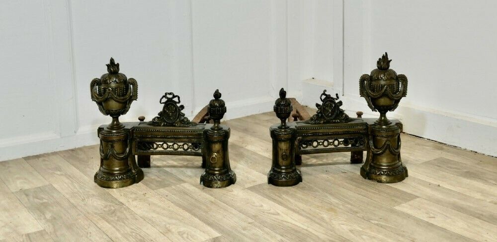 A Pair Of Large French 18th Century Brass Chenets photo furniture
