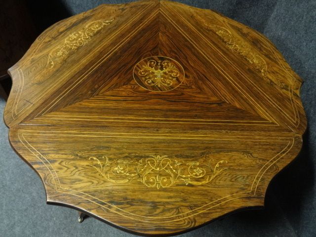 Top Quality Rosewood Inlaid Drop Leaf Occasional Table C.1900 photo furniture
