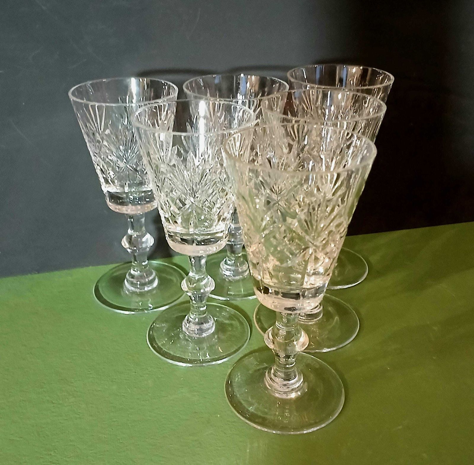 A Vintage Set Of 6 Edinburgh Crystal Embassy Pattern Small Wine Or Sherry Glasses, 5 1/4 Inches, 1990s photo Home Decor