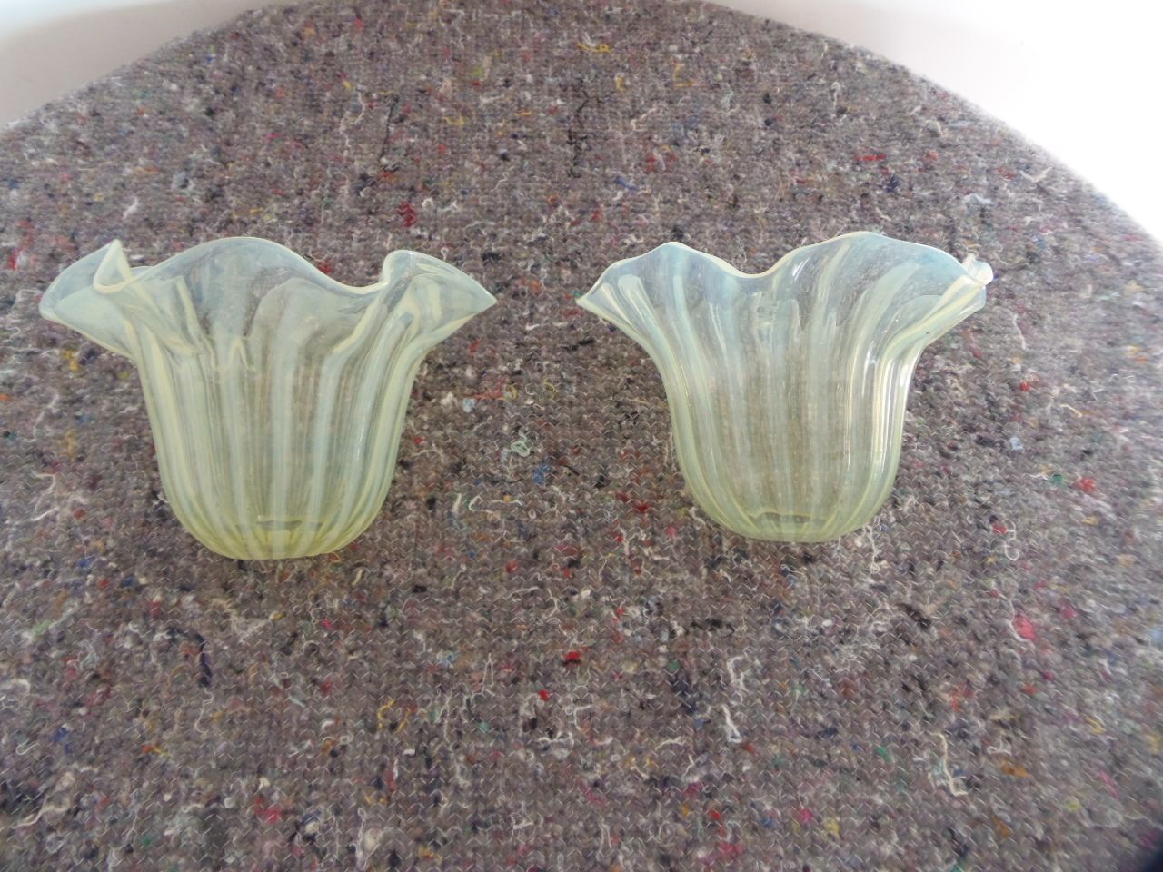 Vaseline Glass Shades .A Pair . photo furniture