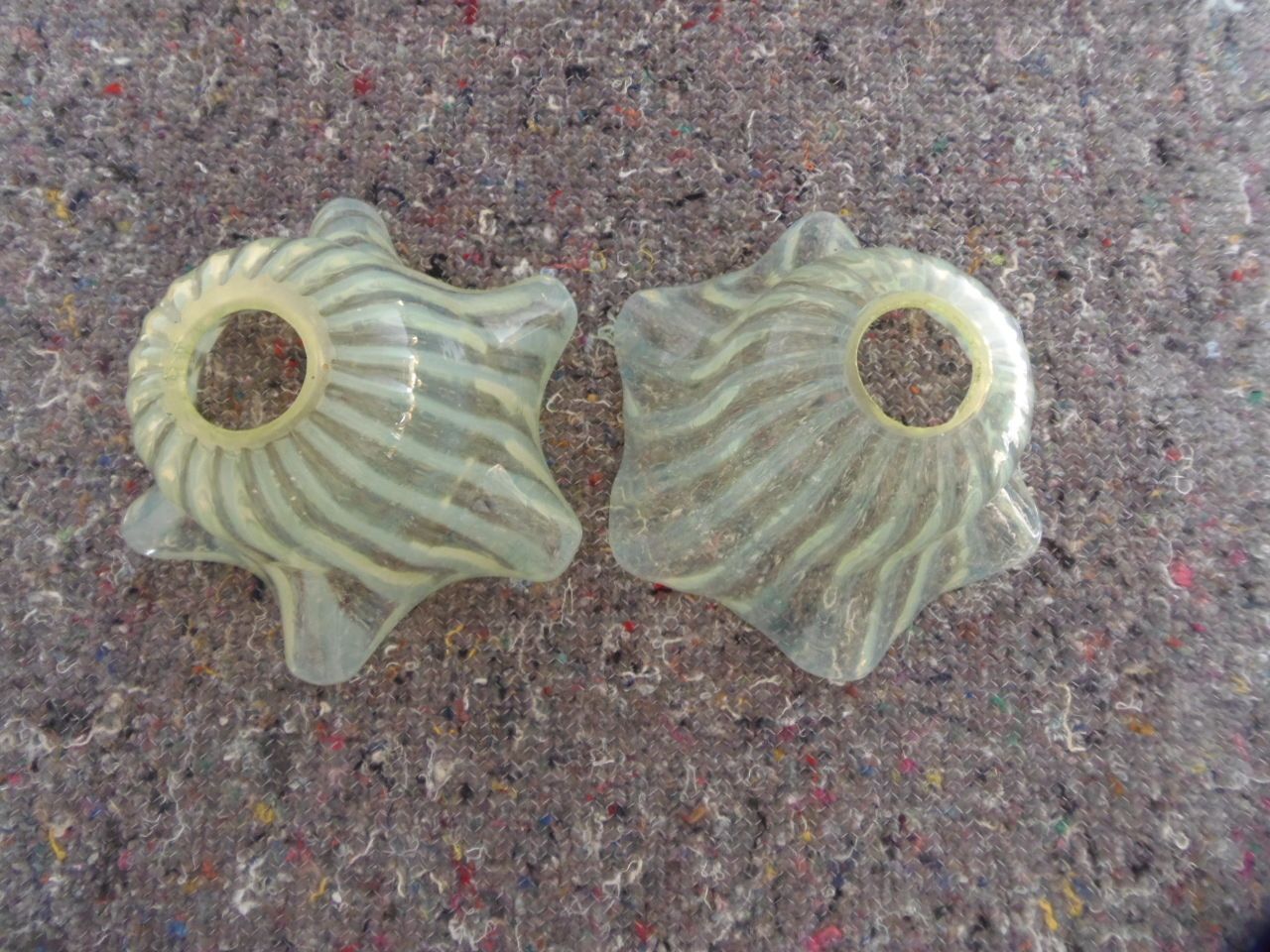 Vaseline Glass Shades .A Pair . photo buy