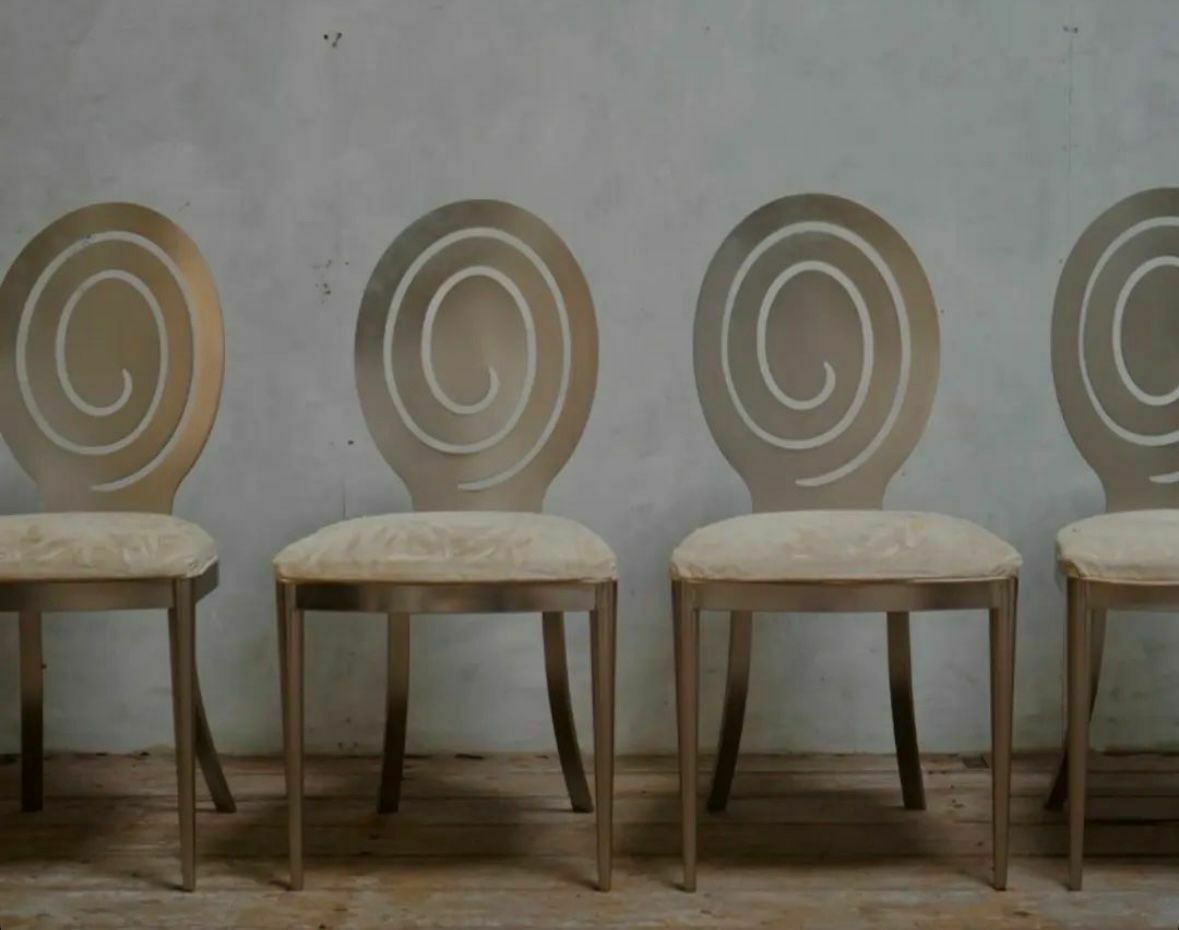 Unique Swirl Back Ethan Allen Radius Dining Chairs Set Of 4 photo vinterior