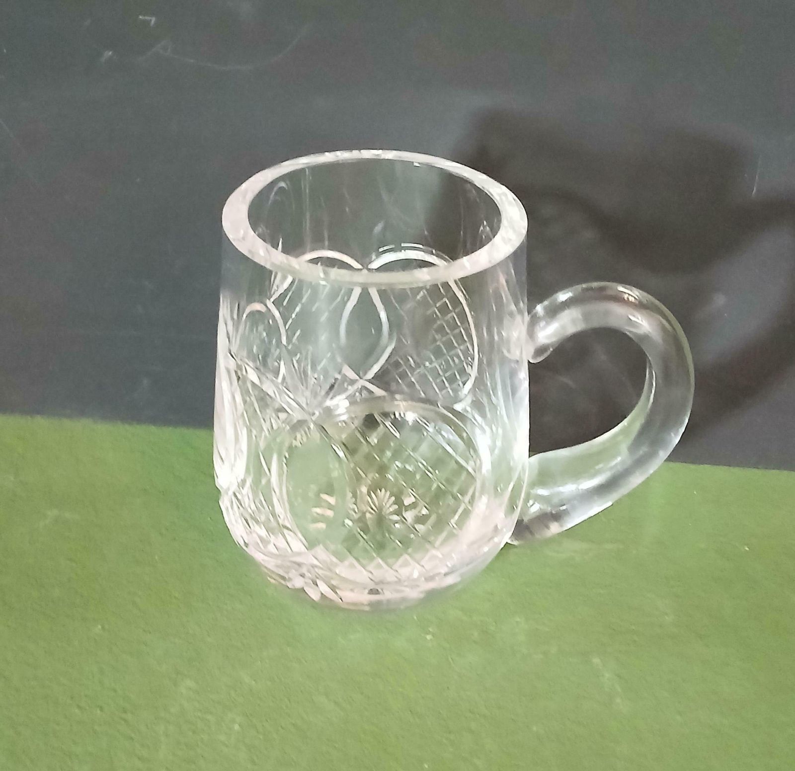 A Vintage Waterford Crystal 14oz Barrel Tankard In Gina Cut, Beautiful Irish Lead Crystal, 1980s photo furniture