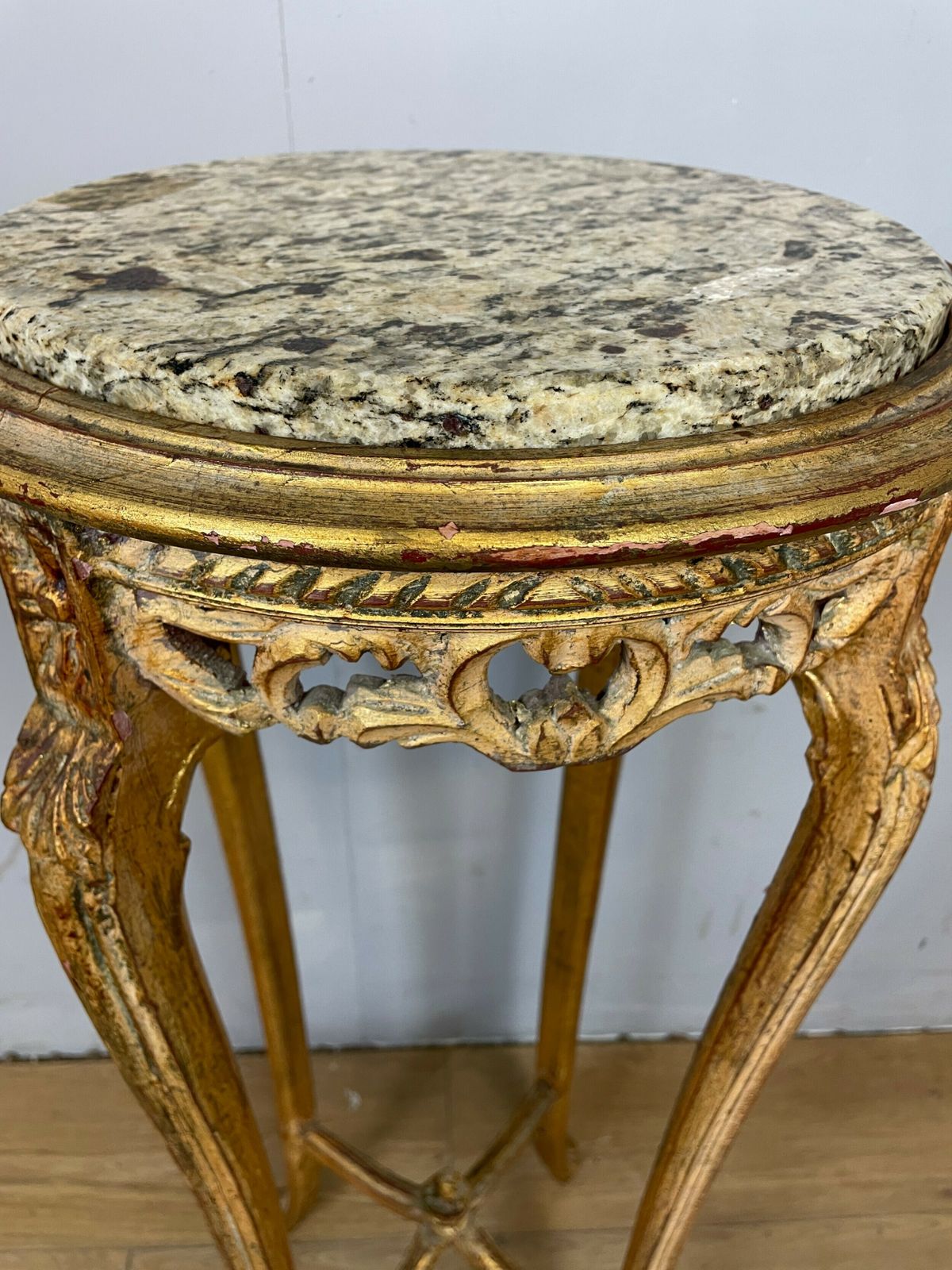 Edwardian Carved Giltwood Marble Topped Torchere photo for sale