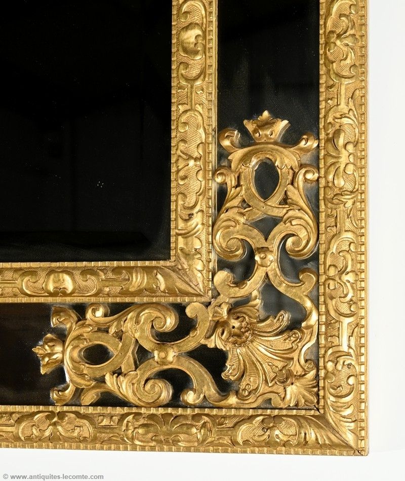 Gilded Wood Glazing Bead Mirror, Napoleon III Period – Mid 19th Century photo Home Decor