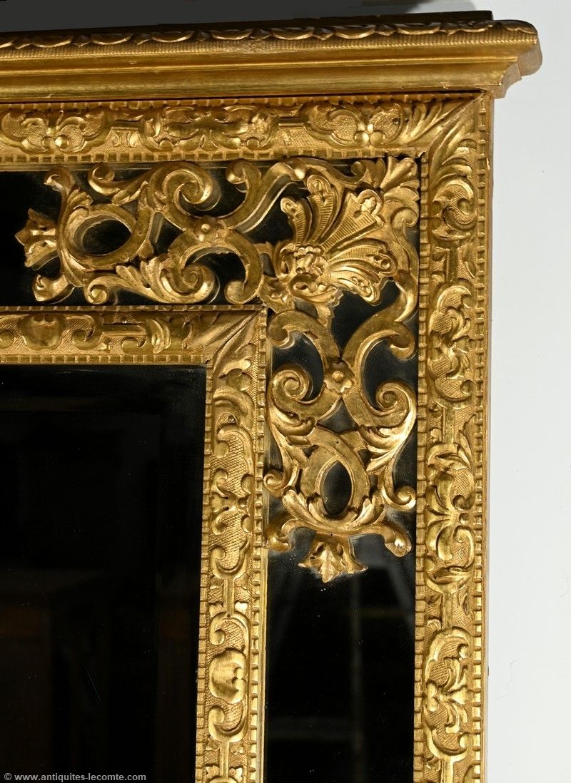 Gilded Wood Glazing Bead Mirror, Napoleon III Period – Mid 19th Century photo vinterior