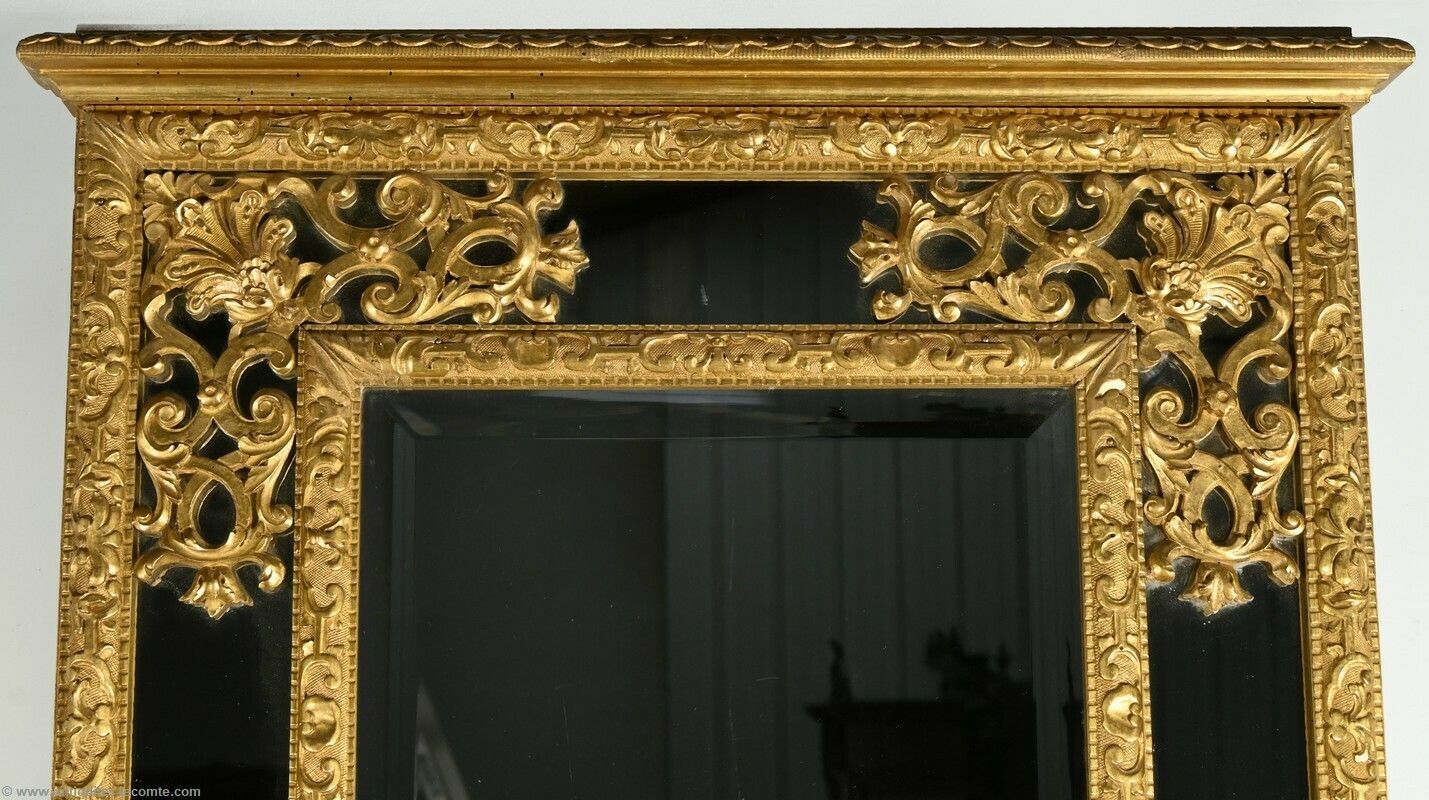 1320.0 Gilded Wood Glazing Bead Mirror, Napoleon III Period – Mid 19th Century photo