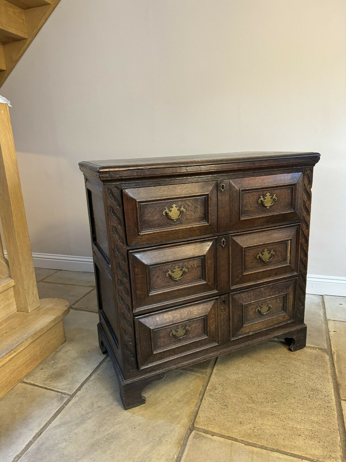Antique 18th Century Quality Oak Jacobean Chest Of Drawers photo 1850.0