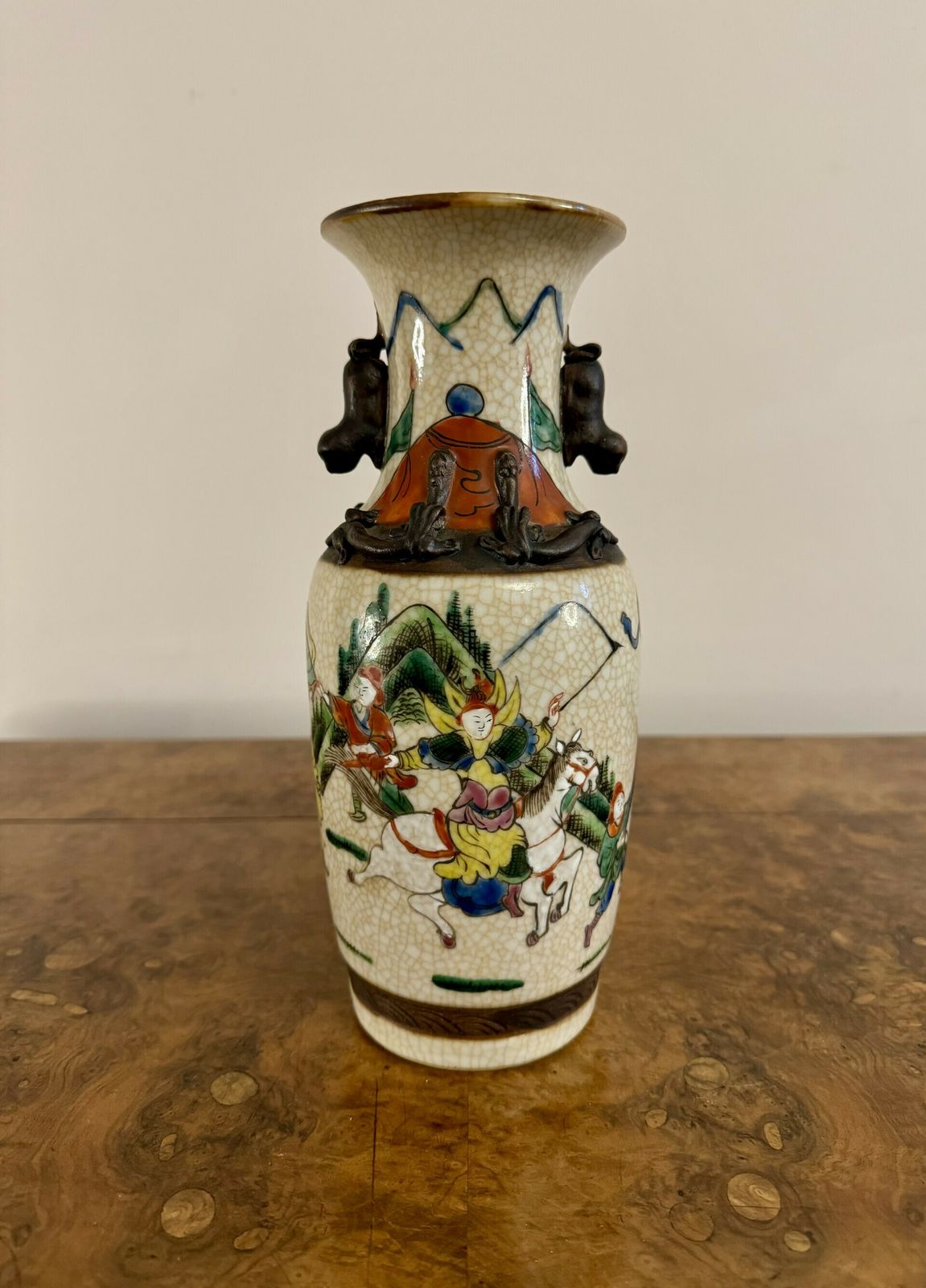 Quality Pair Of Antique Crackle Glazed Chinese Vases photo for sale