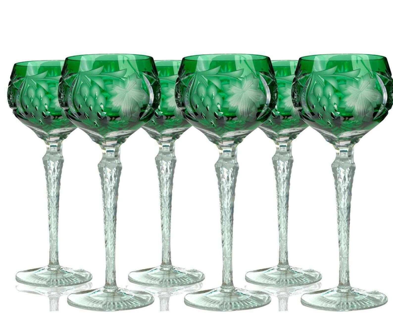 Smaragdgroene Wijnglazen | 6x Wijnglazen (Hocks) | Cut To Clear | Druivenpatroon | Nachtmann