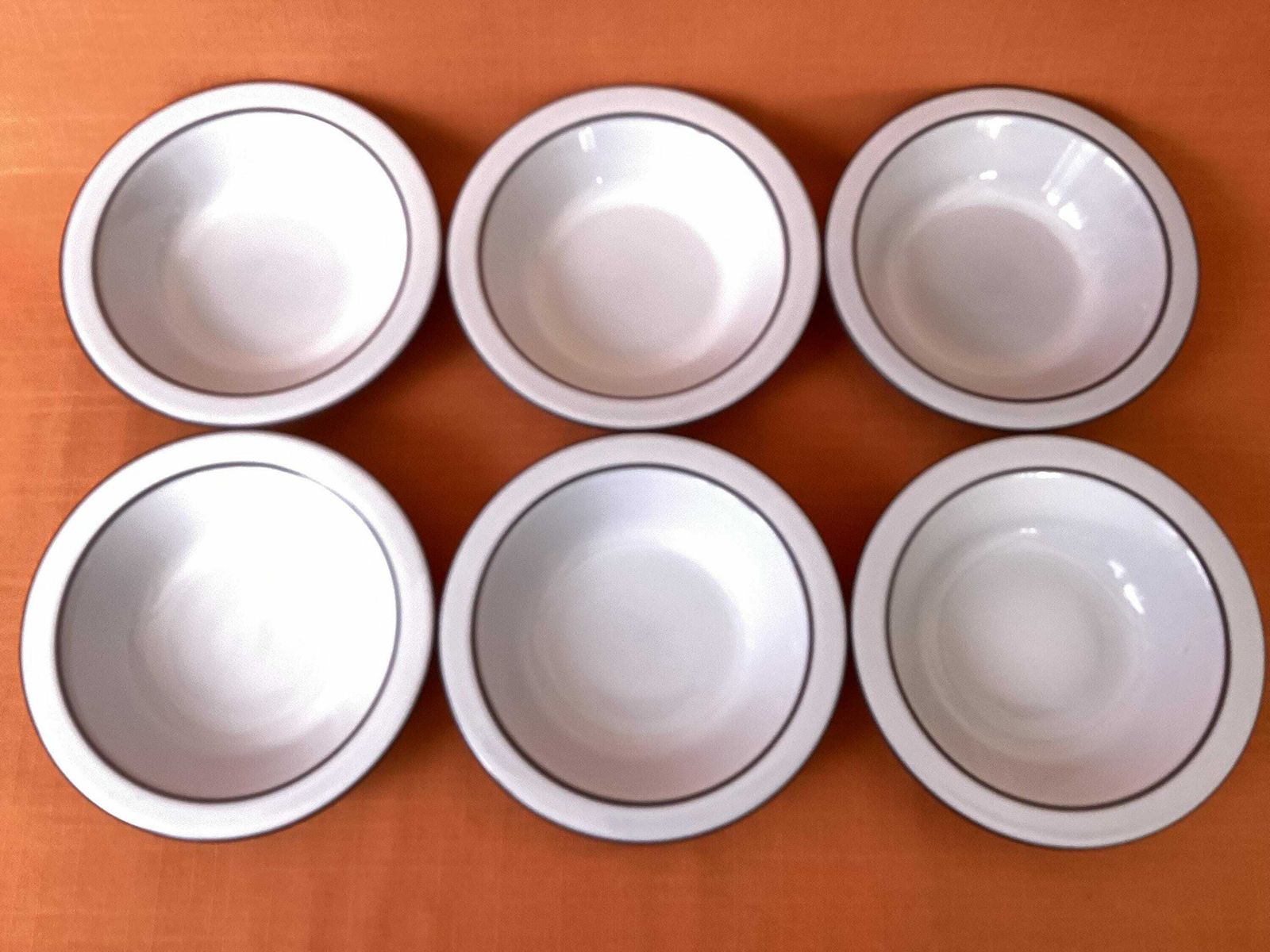 1970s Hornsea Charisma Rimmed Soup/Cereal Bowls (Set Of 6), Hornsea Charisma Cereal Bowls, 6.5” Diameter, Retro Hornsea Pottery photo for sale