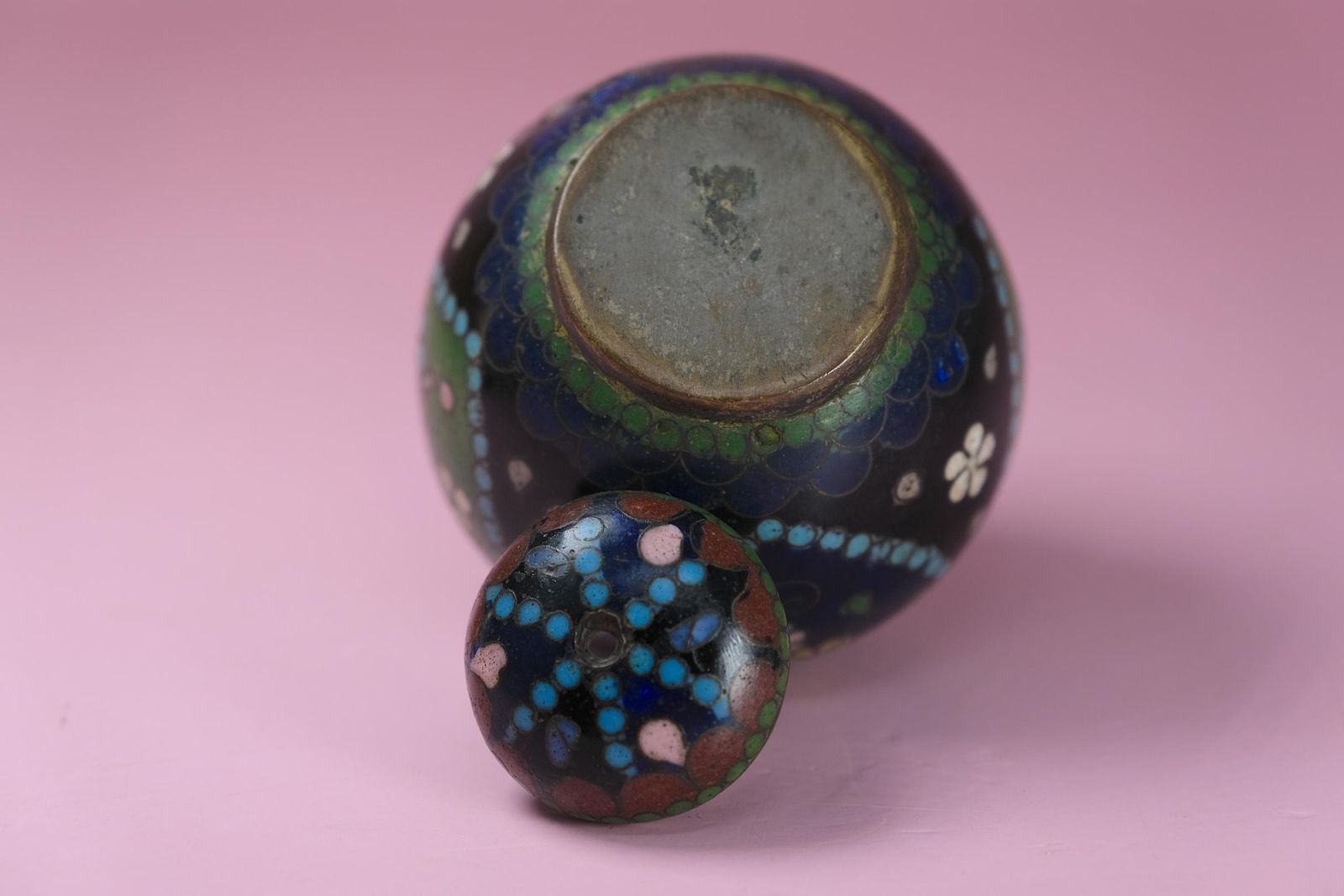 Antique Meiji Period Japanese Koro Bronze Cloisonne photo vinterior