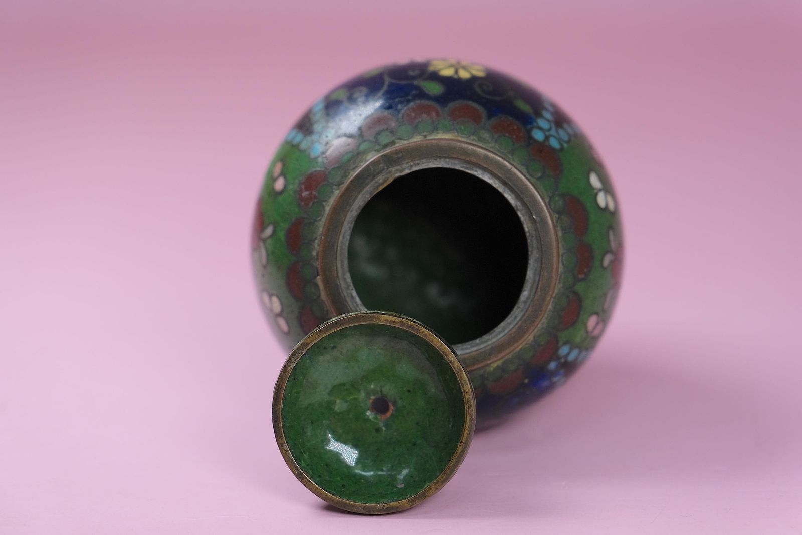 Antique Meiji Period Japanese Koro Bronze Cloisonne photo buy