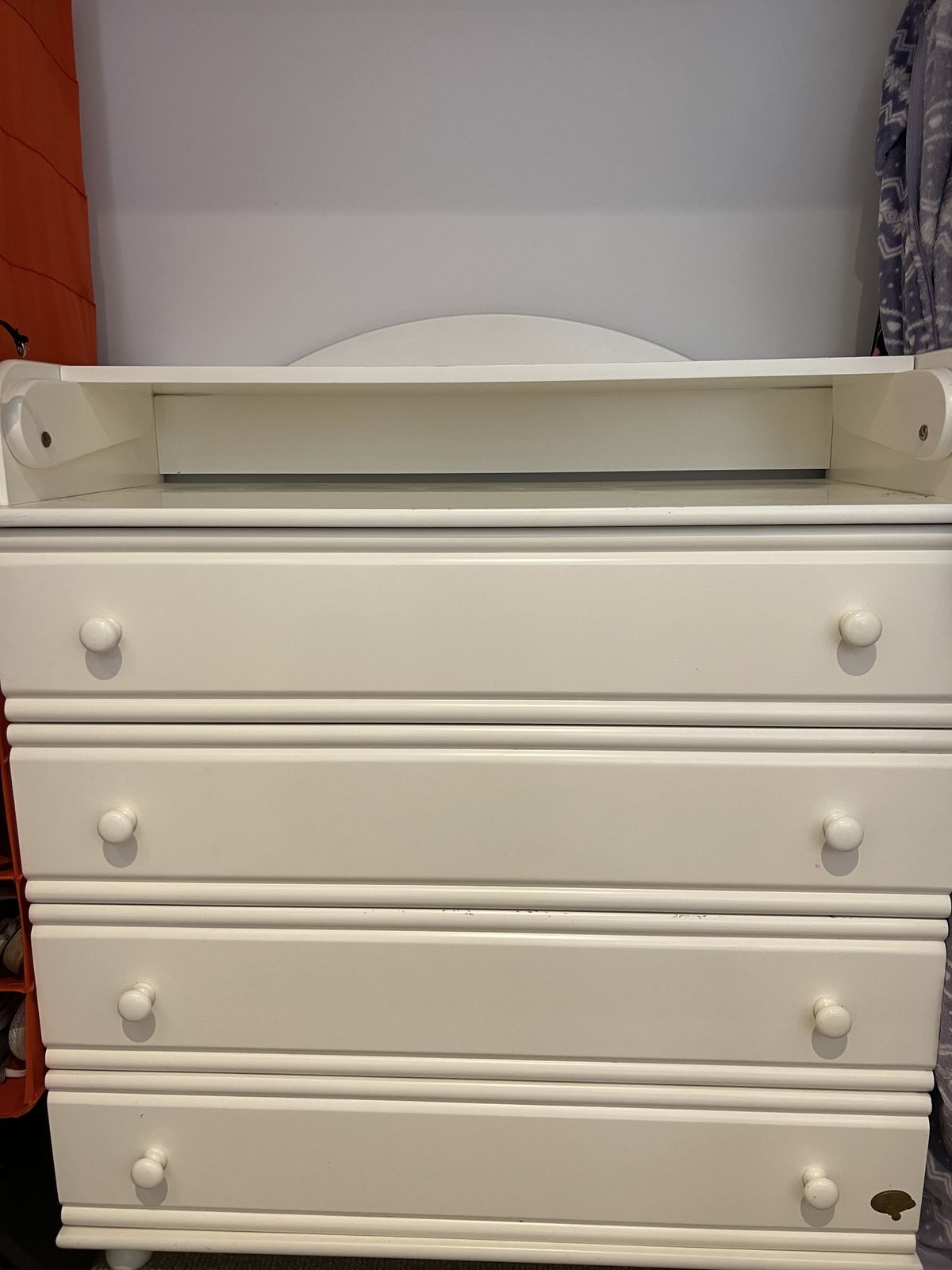 White Chest Of Drawers With Foldable Table On Top