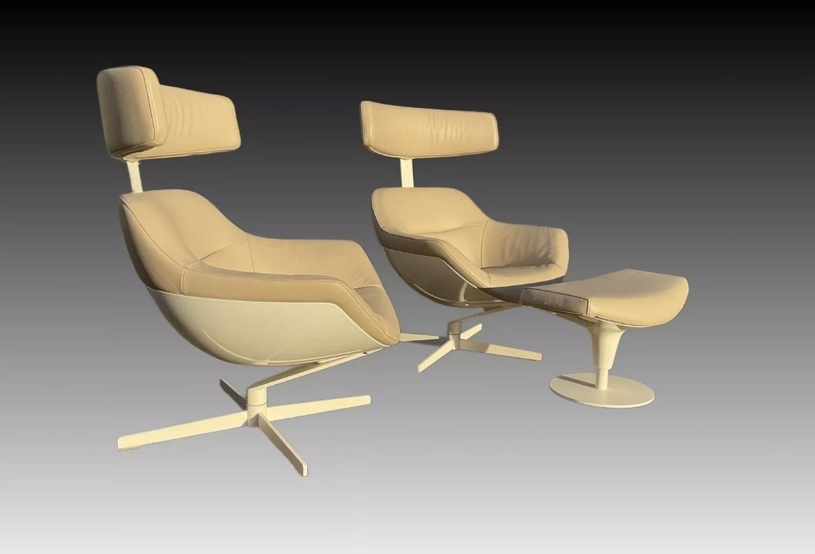 Jean Marie Massaud For Cassina 277 Auckland Lounge Chairs And One Ottoman photo Furniture