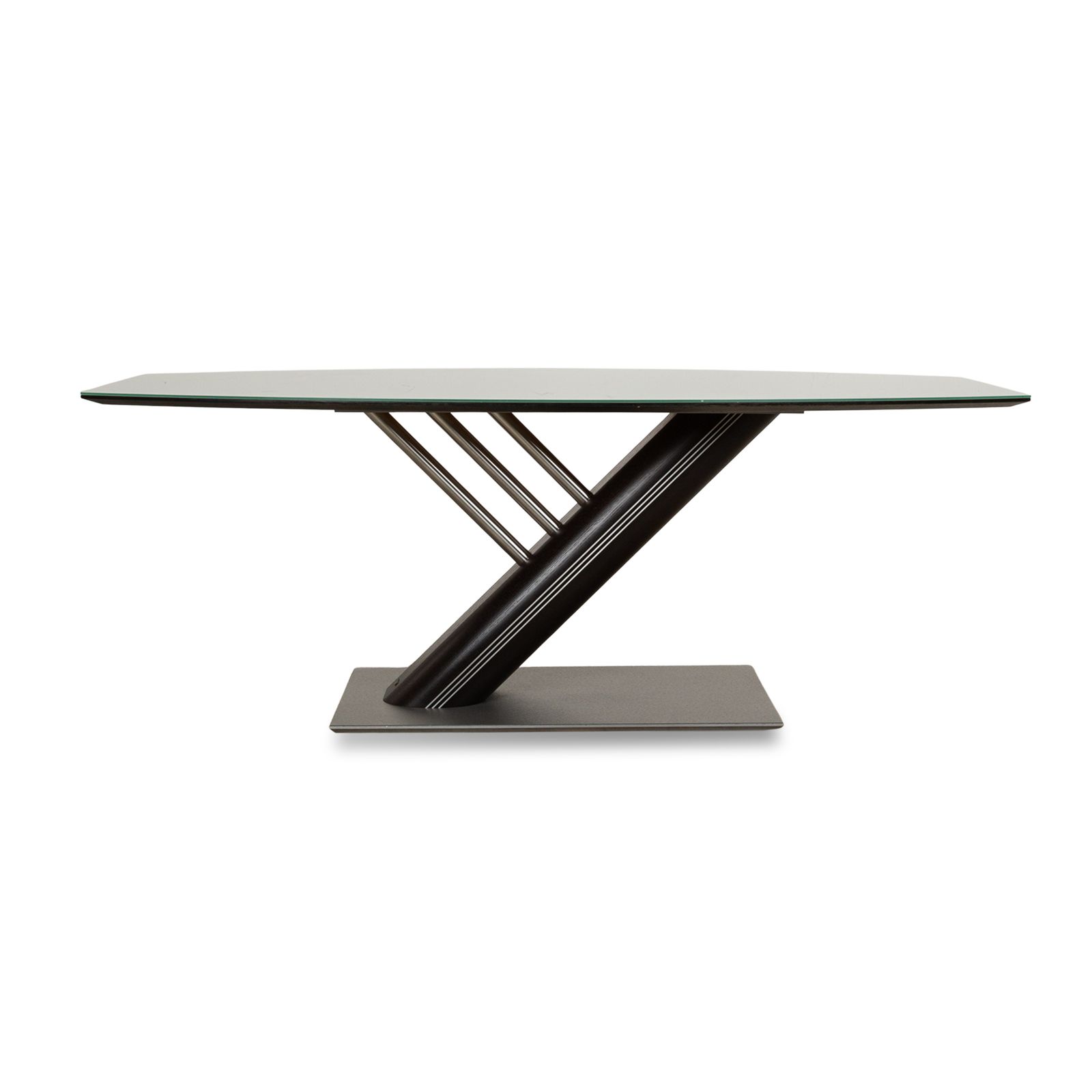 Table à manger Musterring en verre, argentée, 195 x 95 x 75 cm photo vintage