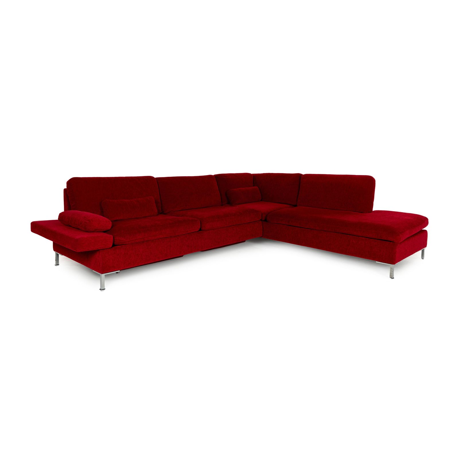 Canapé d'angle Brühl Alba en tissu rouge, fonction manuelle photo vintage