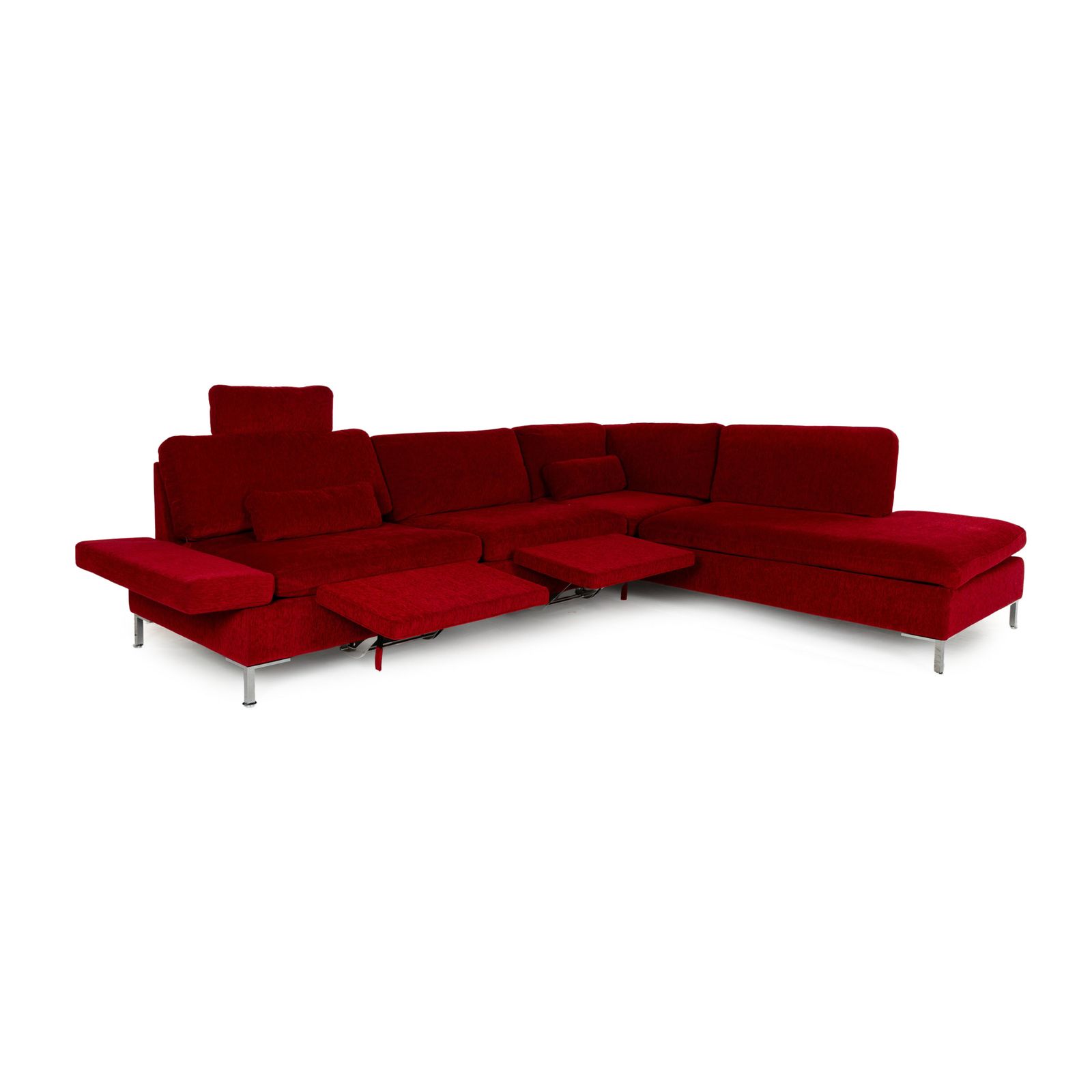 photo for sale Canapé d'angle Brühl Alba en tissu rouge, fonction manuelle