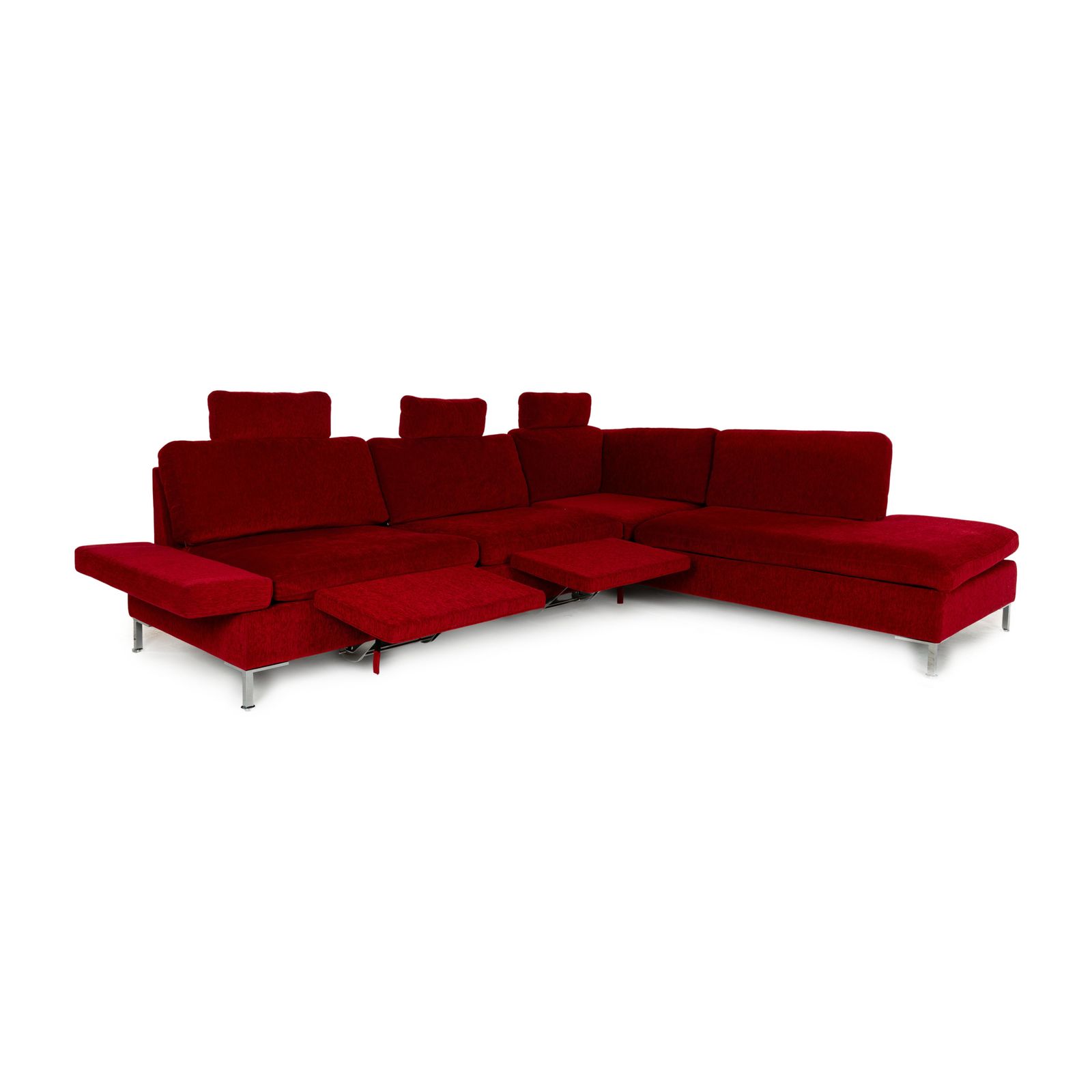 Mobilier Canapé d'angle Brühl Alba en tissu rouge, fonction manuelle photo