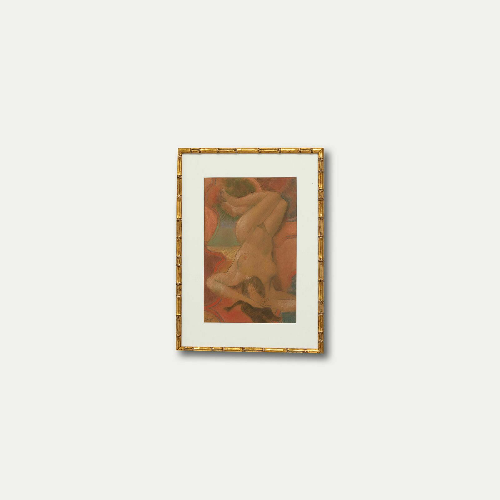 Ken Symonds (1927 2010)   Framed 20th Century Pastel, Nude On Patterned Rug photo buy
