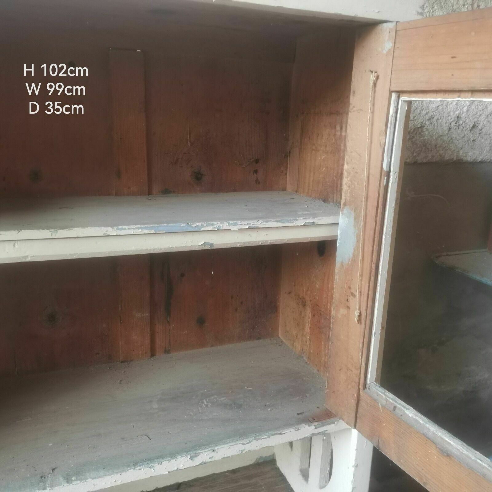 photo for sale Top Antique Chippy Wooden Glass Display Cabinet Rustic Scratch Built C1920 Art D
