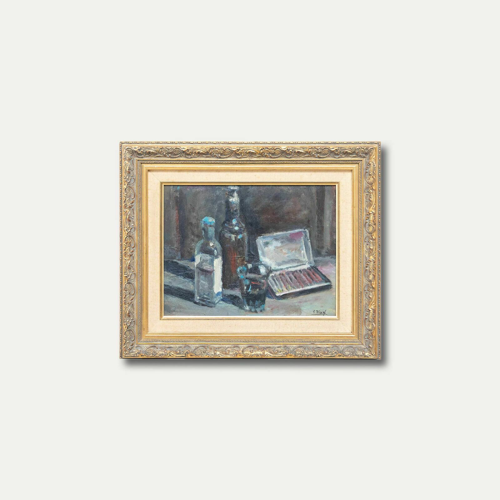 Francisco Diaz Sanchez (1912 1982)   Spanish School Oil, The Artist's Materials photo buy