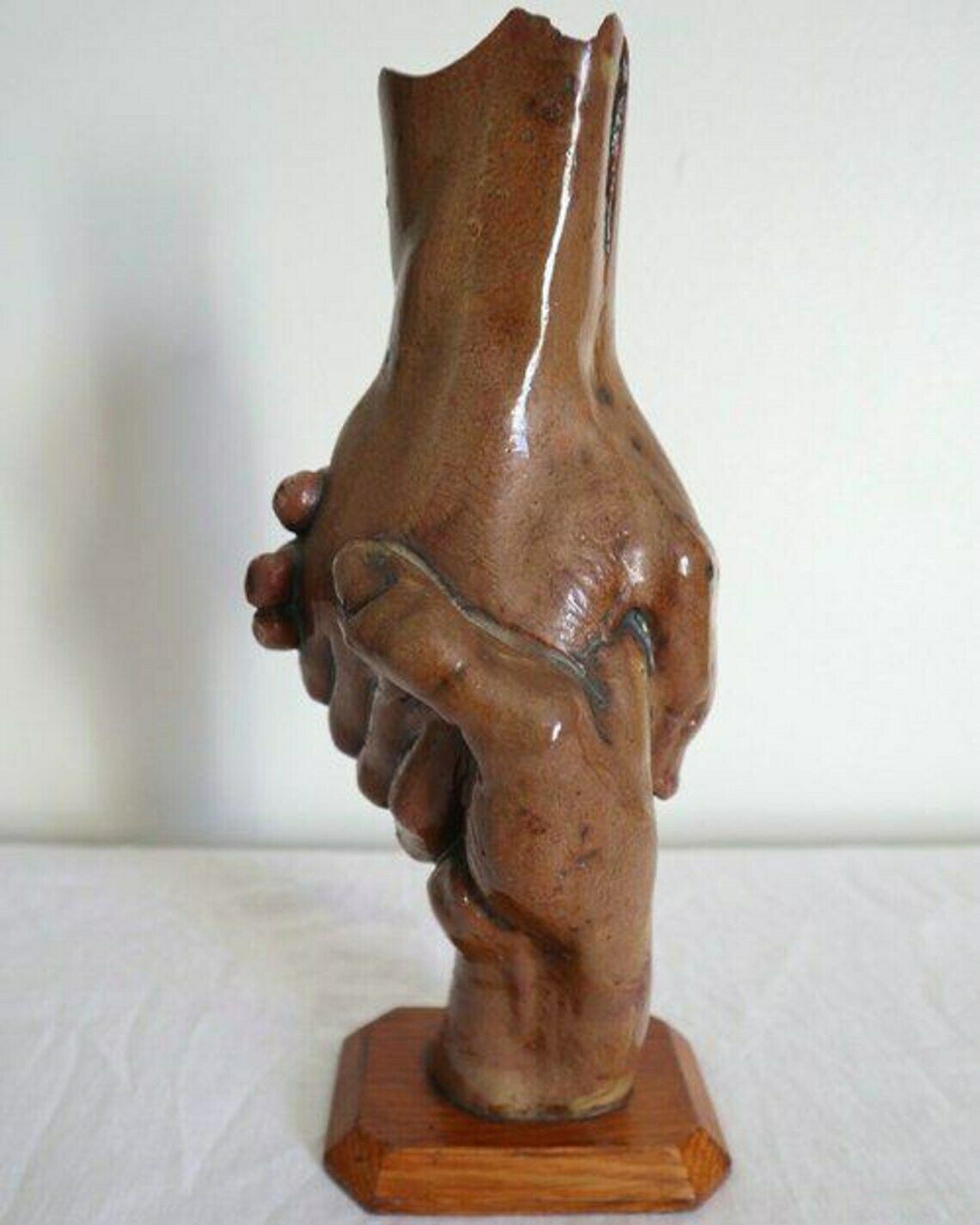 Mid Century Italian Terracotta Sculpture Of Holding Hands photo vintage