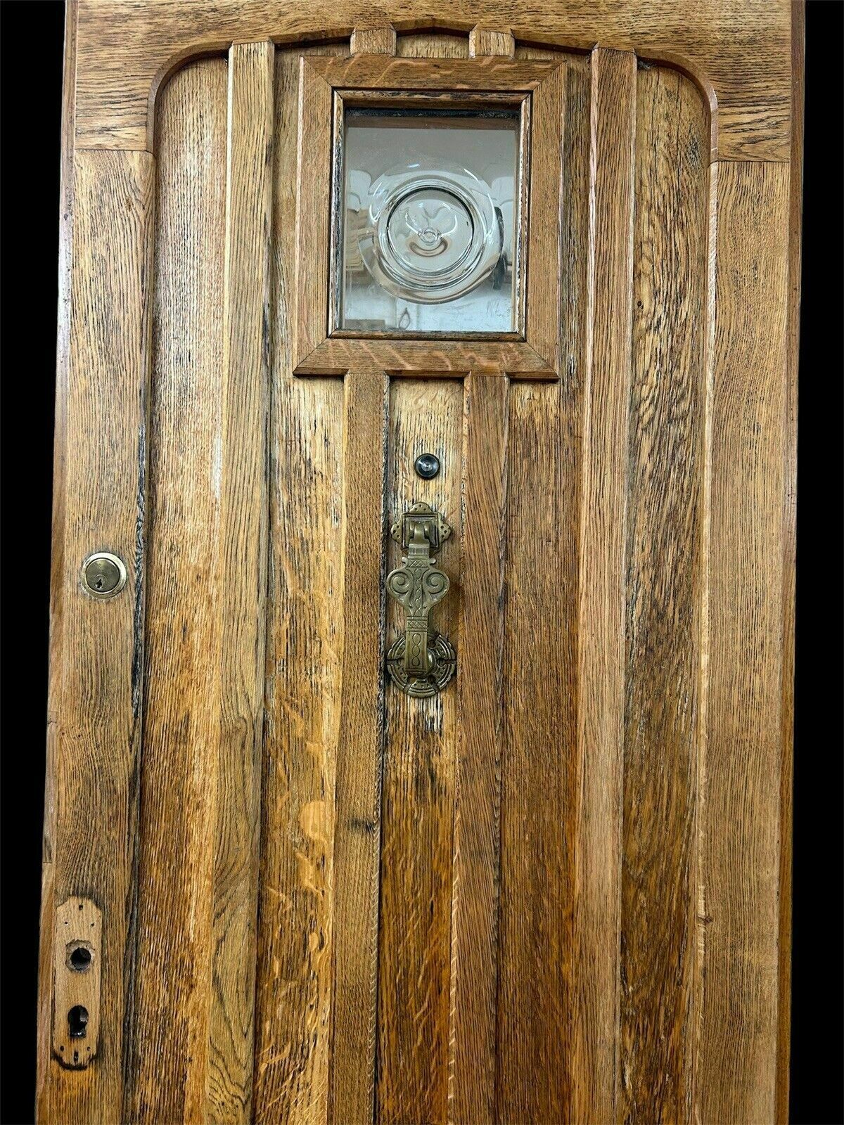 Solid Oak Front Door Old Period Antique Glass Reclaimed Wood Iron Bespoke Joiner photo for sale
