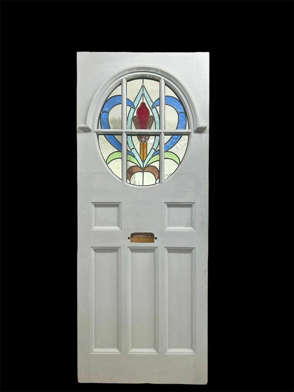 Art Deco Front Door Period Stained Glass Old Reclaimed Antique Lead Wood 20s 30s
