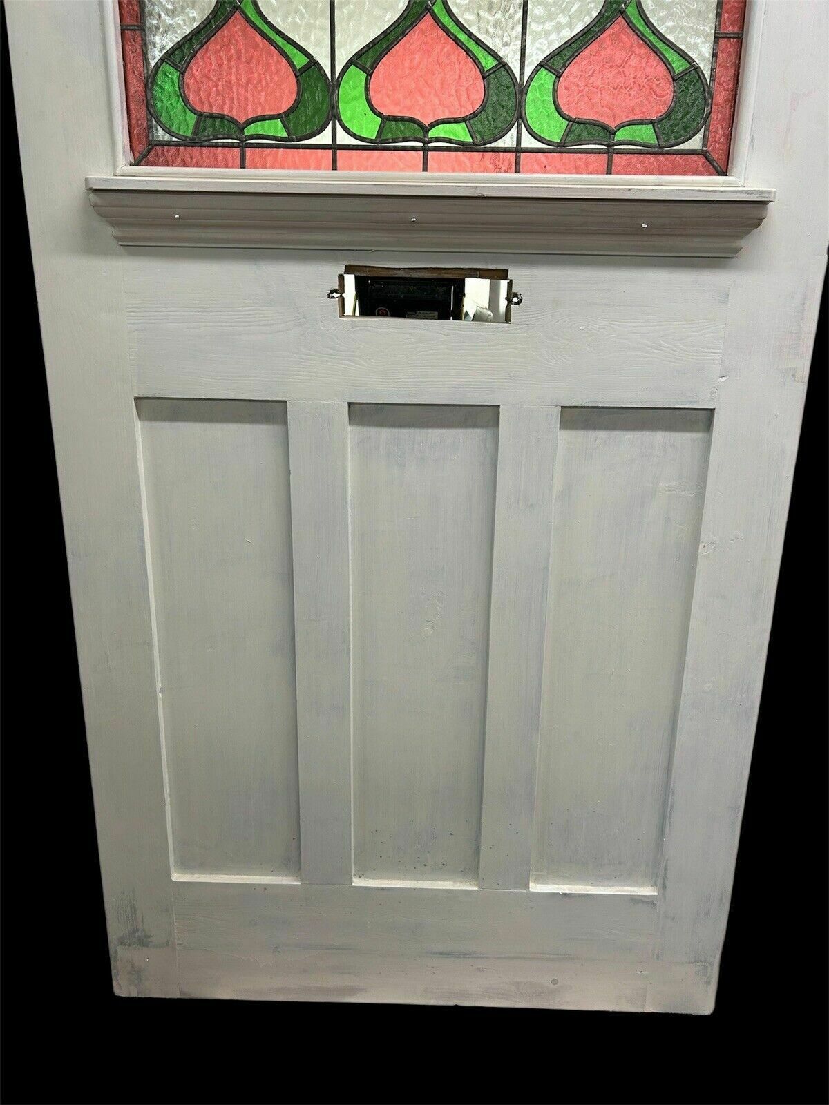 Wide Stained Glass Front Door Period Old Reclaimed Antique Wood Leaded 20s 30s photo 1765.0