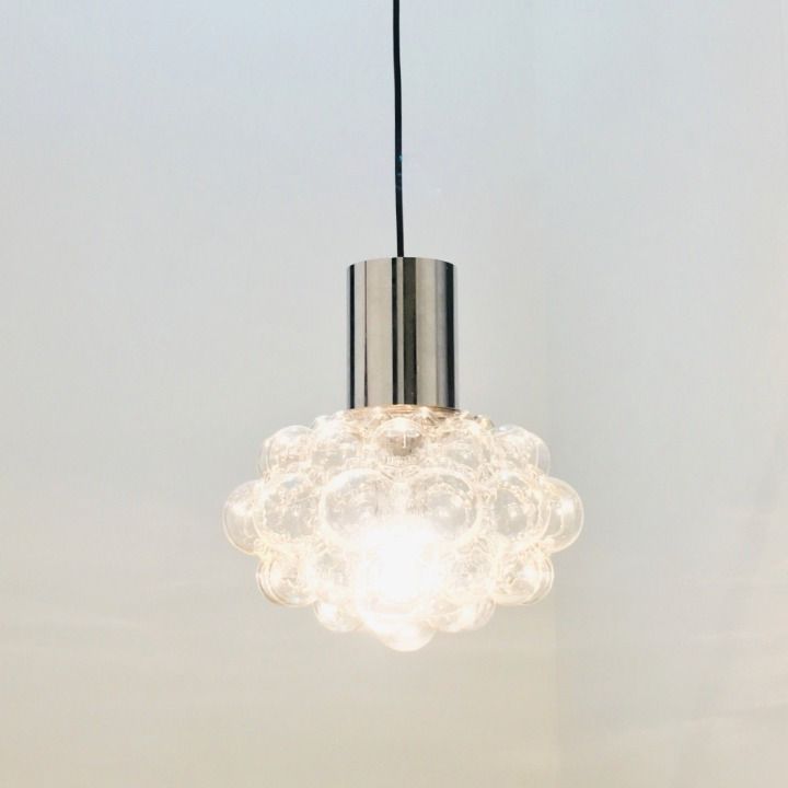 Grote Mid Century Plafondlamp Met Bellenglazuur En Chroom, Door Helena Tynell Voor Limburg, Duitsland, Jaren 1960 photo 740.0