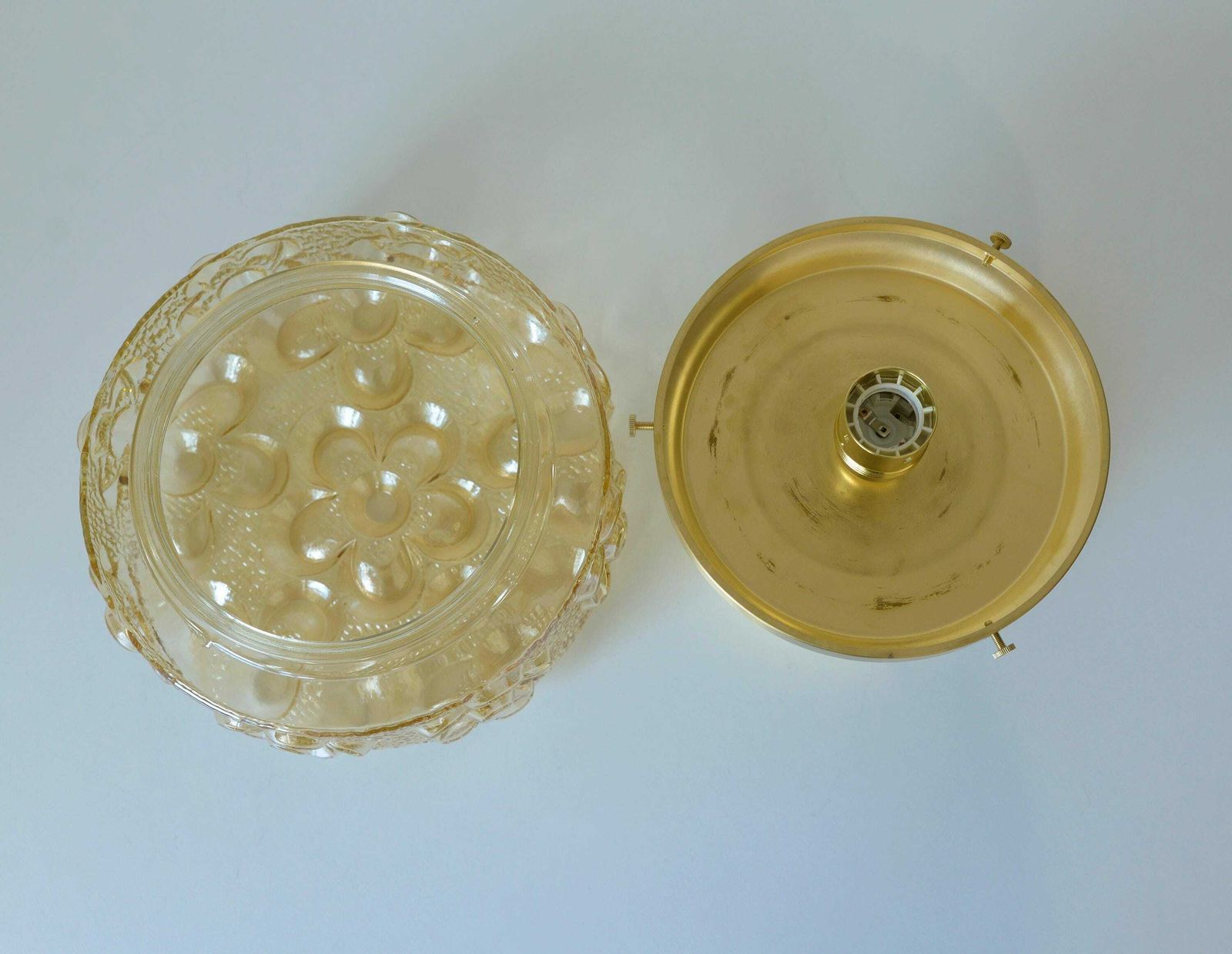 photo furniture Semi Flush Mount / Mid Century Lighting / Redesign Sconce / Amber Glass / Ceiling Light / Yugoslavia 1970's / Cool Lamp