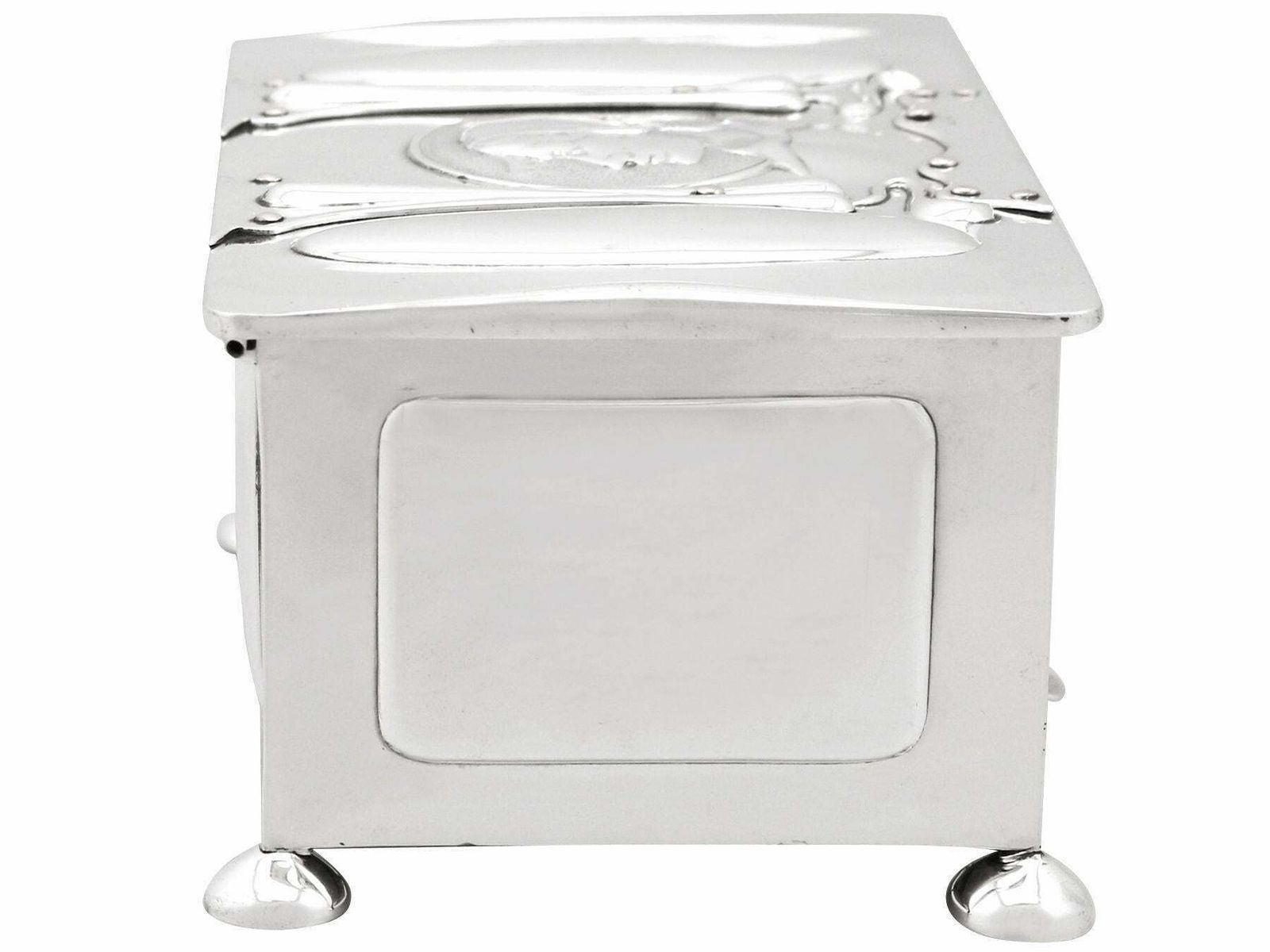 Antique Edwardian Art Nouveau Style Sterling Silver Jewelry Casket photo for sale
