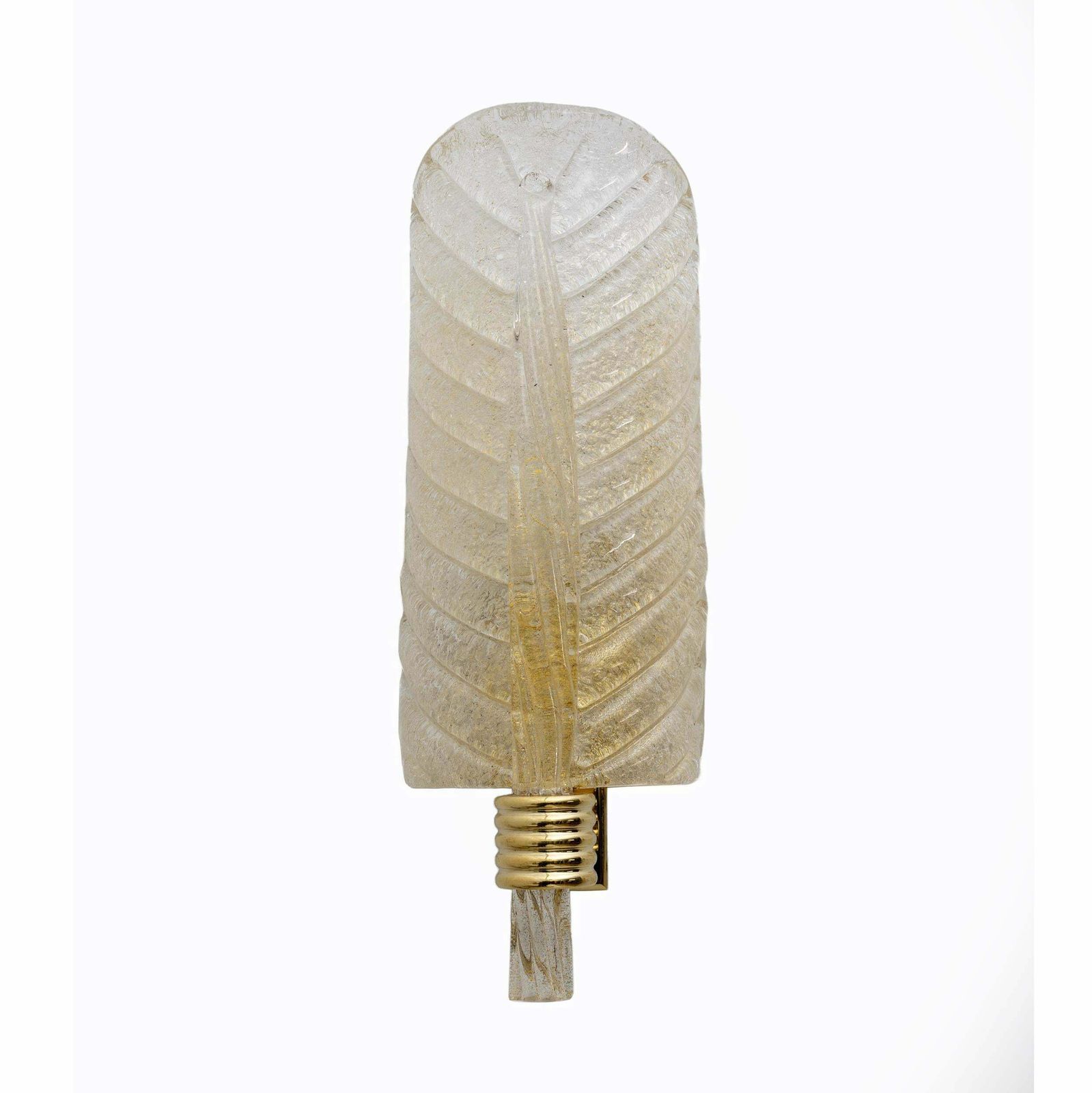 Pair Of Barovier & Toso Style Mid Century "Graniglia" Murano Glass Leaf Sconces photo vintage