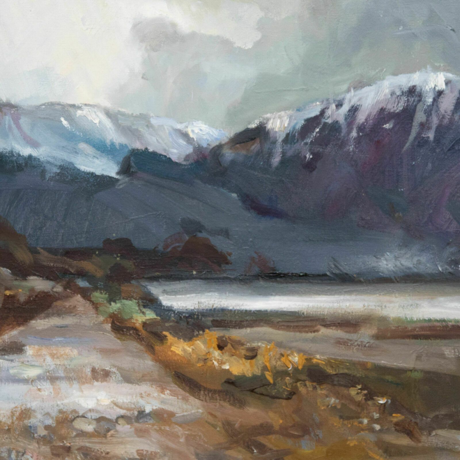Ronald Ronaldson (1919 2015)   Contemporary Oil, Snow Peaked Mountains photo Art